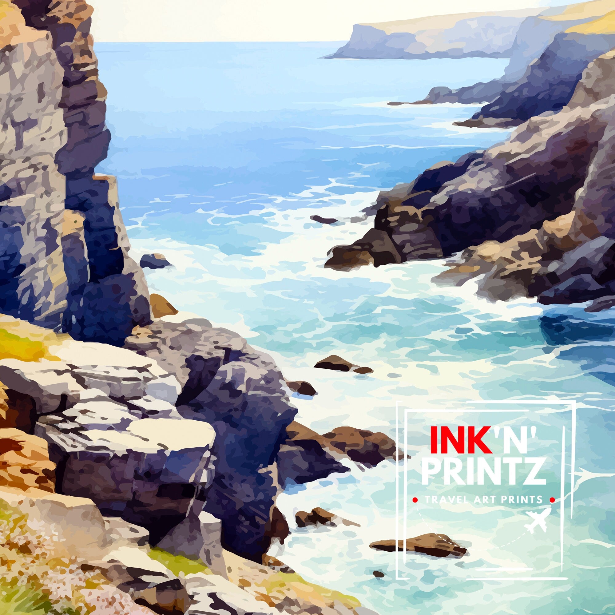 Gogarth North Wales Print Coastal Cliffs Wall Art Holyhead Sea View Decor Welsh Landscape Poster Climbing Enthusiast Gift