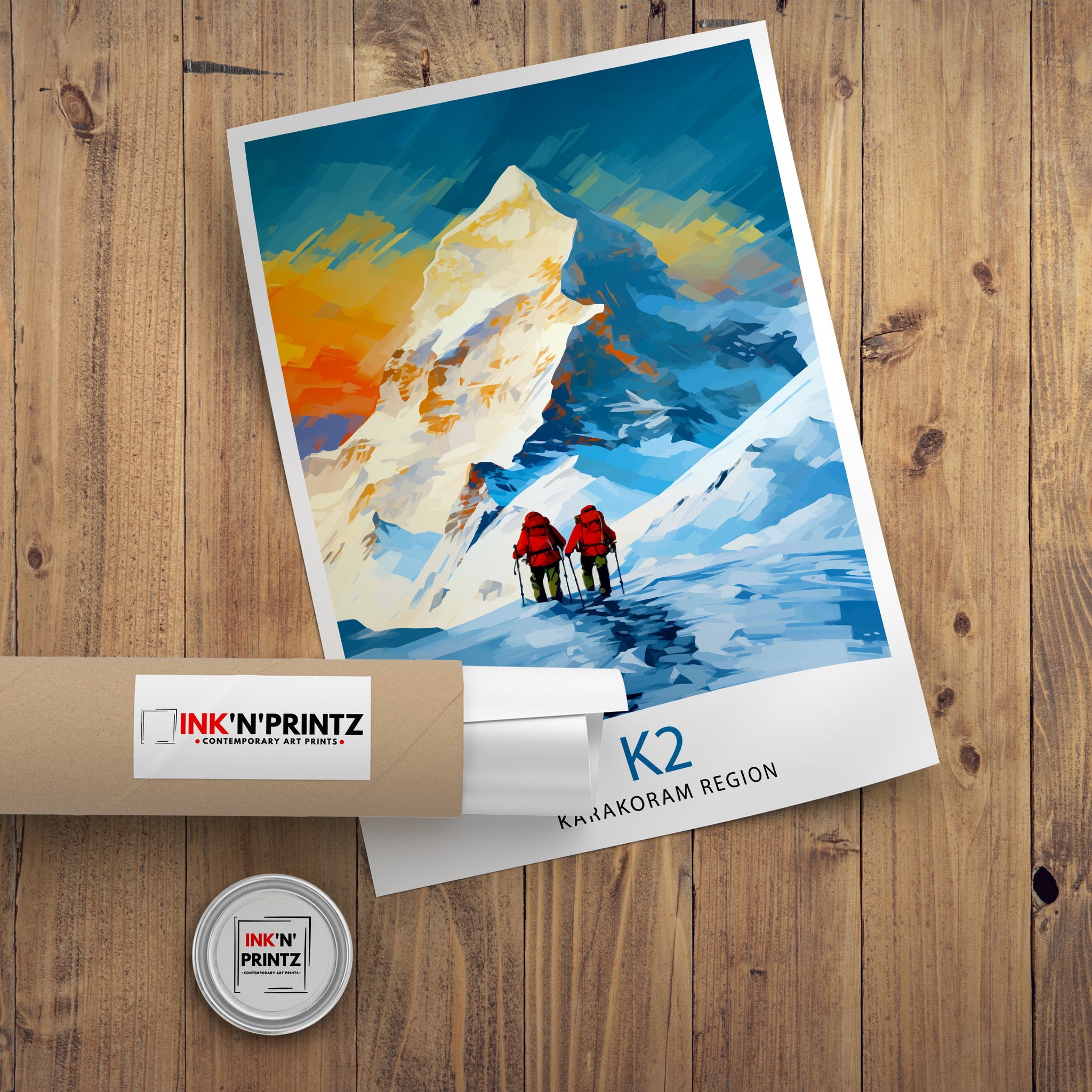 K2 Mountain Print Karakoram Range Artwork Climbers K2 Poster Pakistan Landscape Decor K2 Summit Wall Art Mountaineering Gift