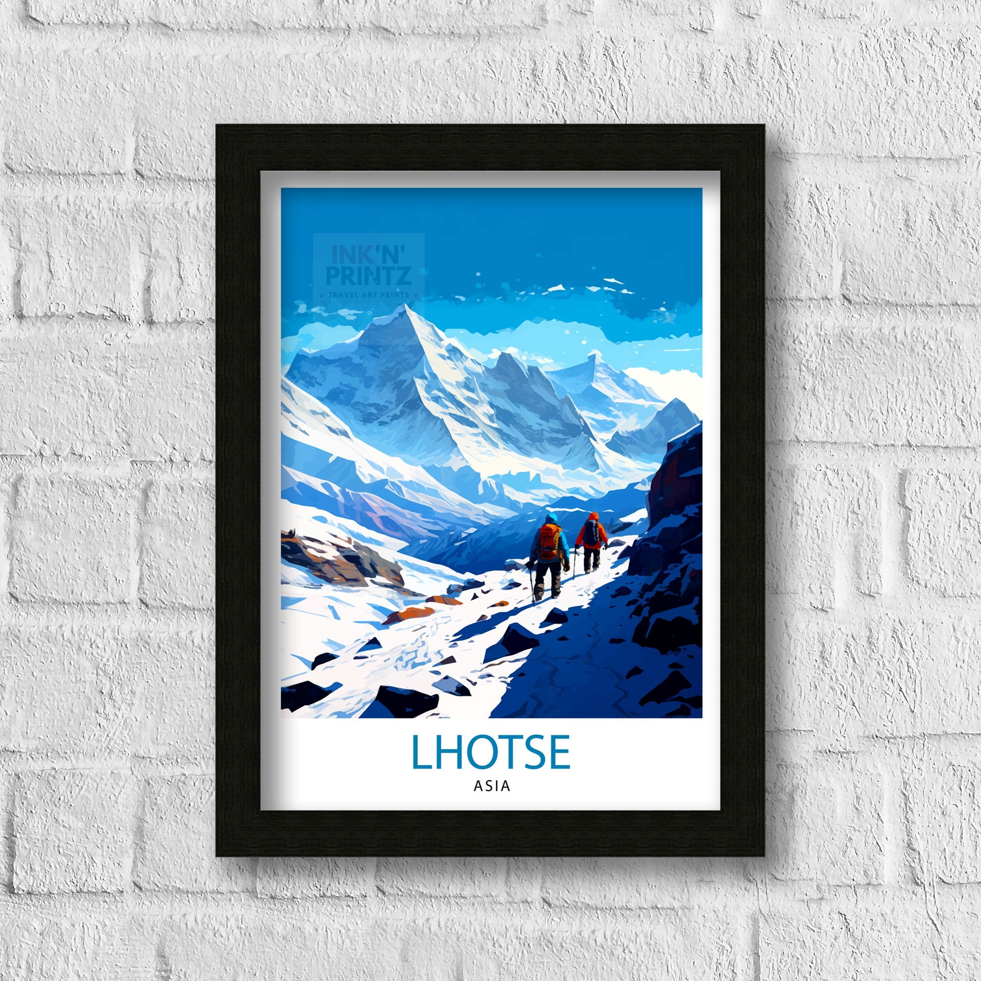 K2 Mountain Print Karakoram Range Artwork Climbers K2 Poster Pakistan Landscape Decor K2 Summit Wall Art Mountaineering Gift
