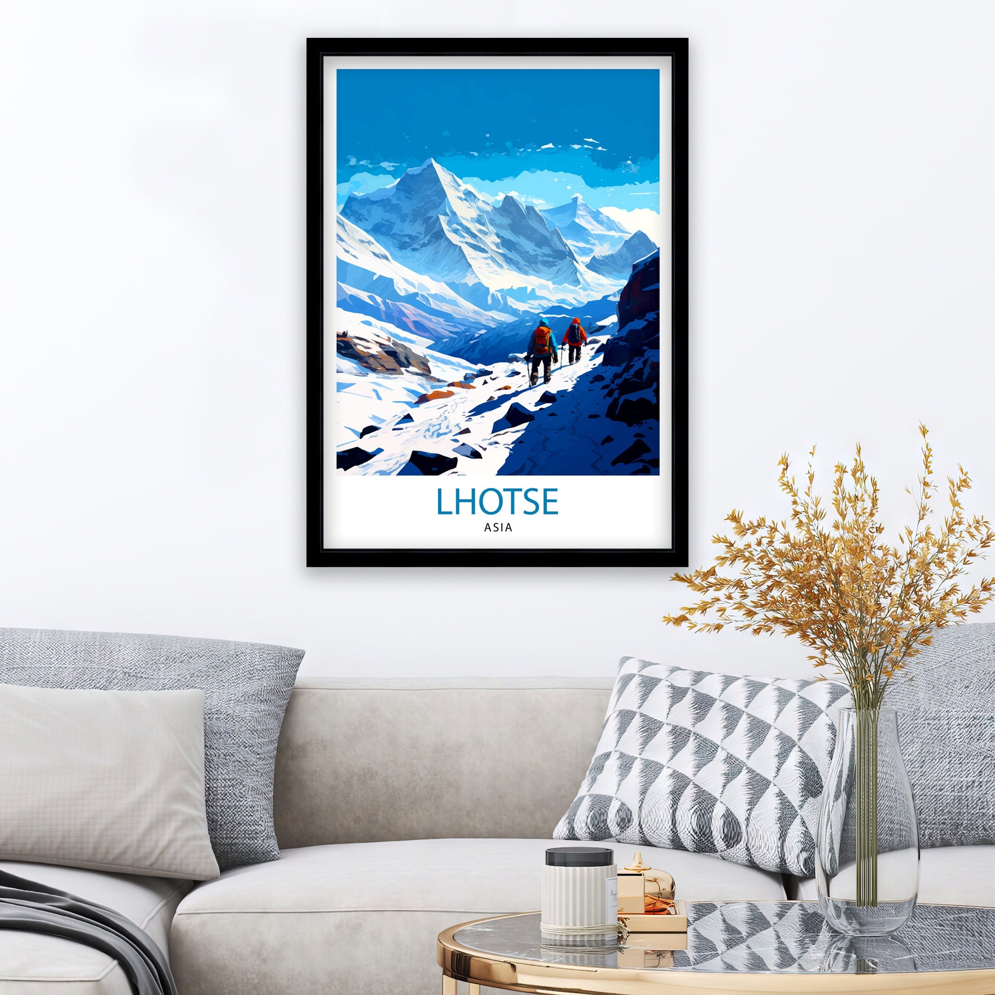 K2 Mountain Print Karakoram Range Artwork Climbers K2 Poster Pakistan Landscape Decor K2 Summit Wall Art Mountaineering Gift