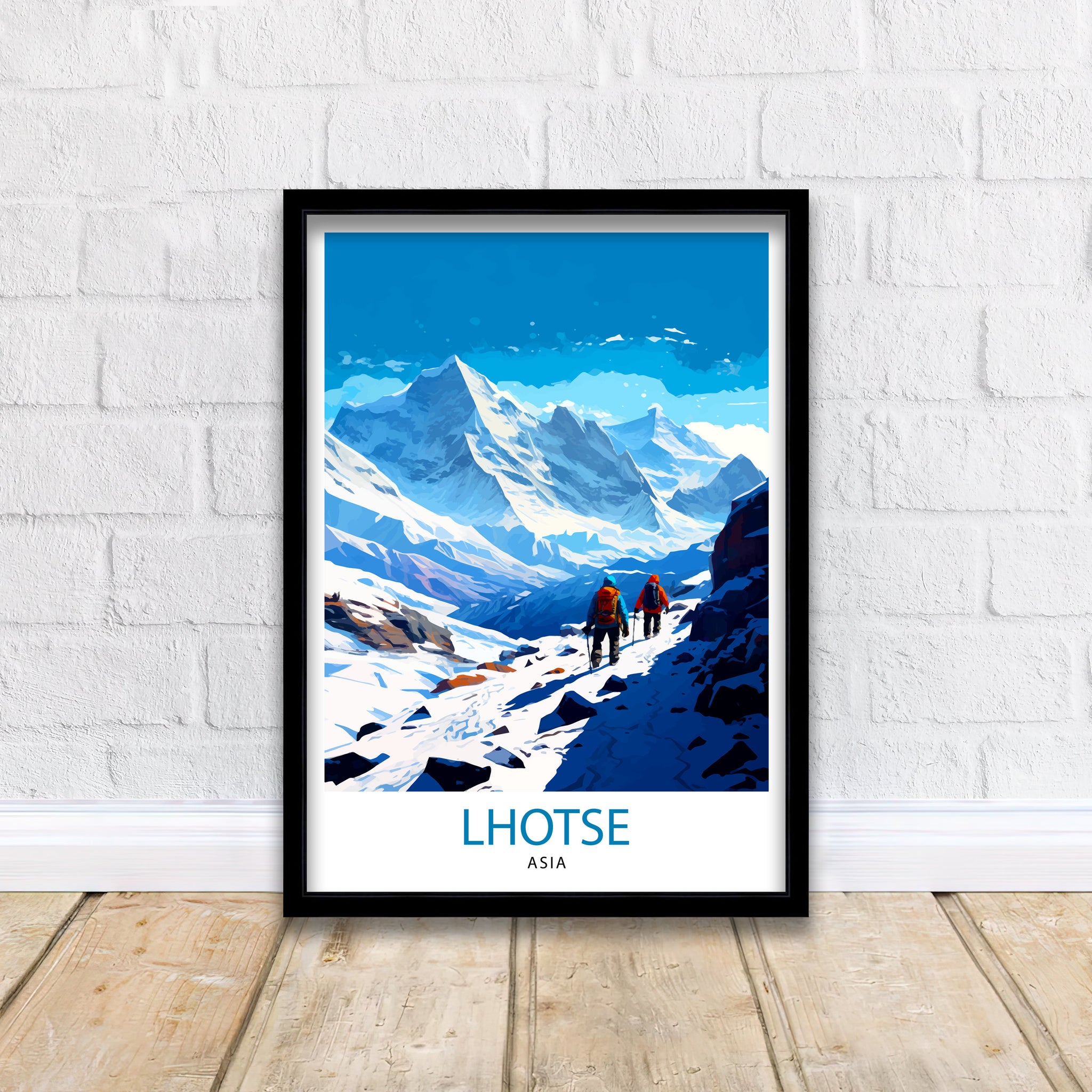 K2 Mountain Print Karakoram Range Artwork Climbers K2 Poster Pakistan Landscape Decor K2 Summit Wall Art Mountaineering Gift
