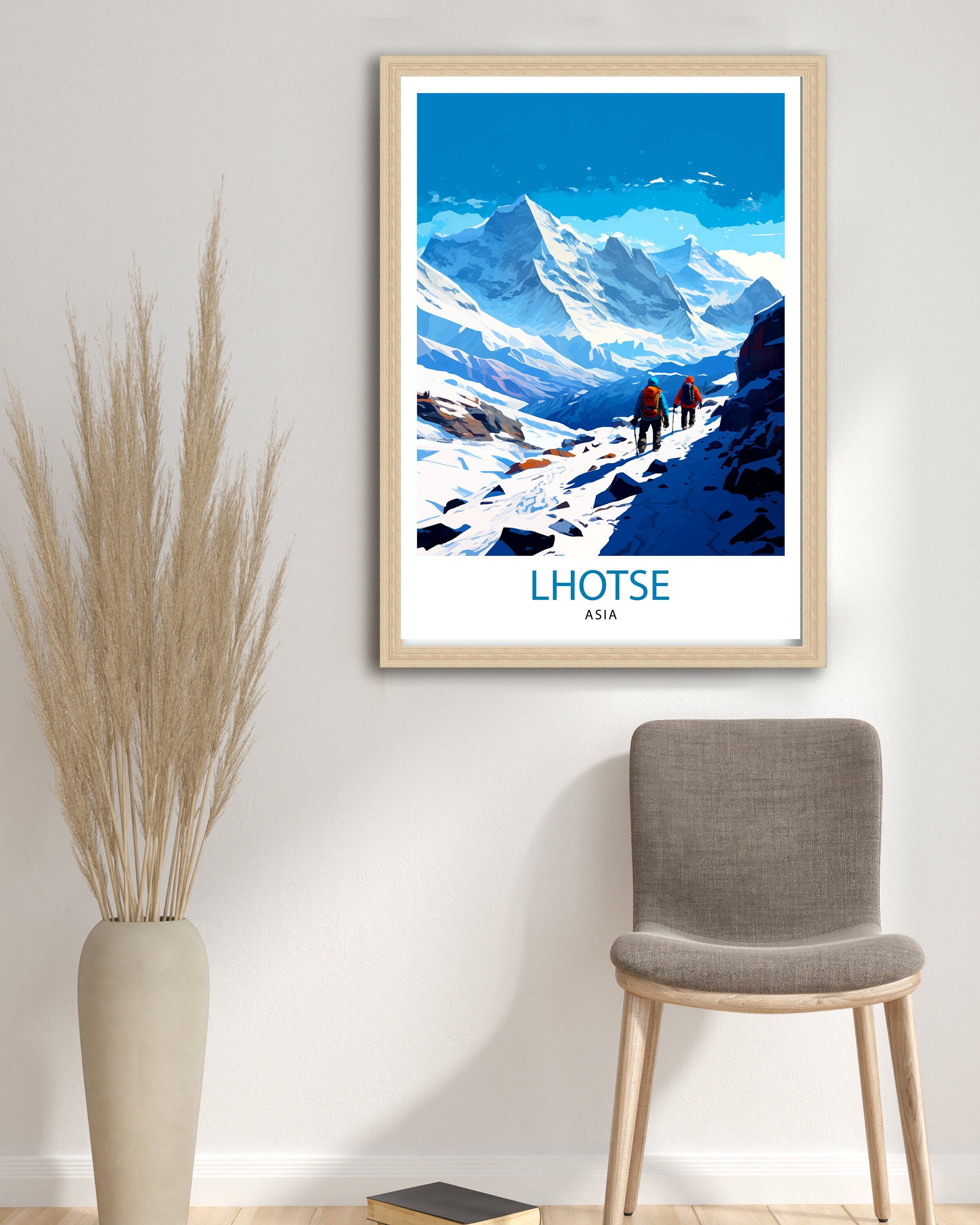 K2 Mountain Print Karakoram Range Artwork Climbers K2 Poster Pakistan Landscape Decor K2 Summit Wall Art Mountaineering Gift