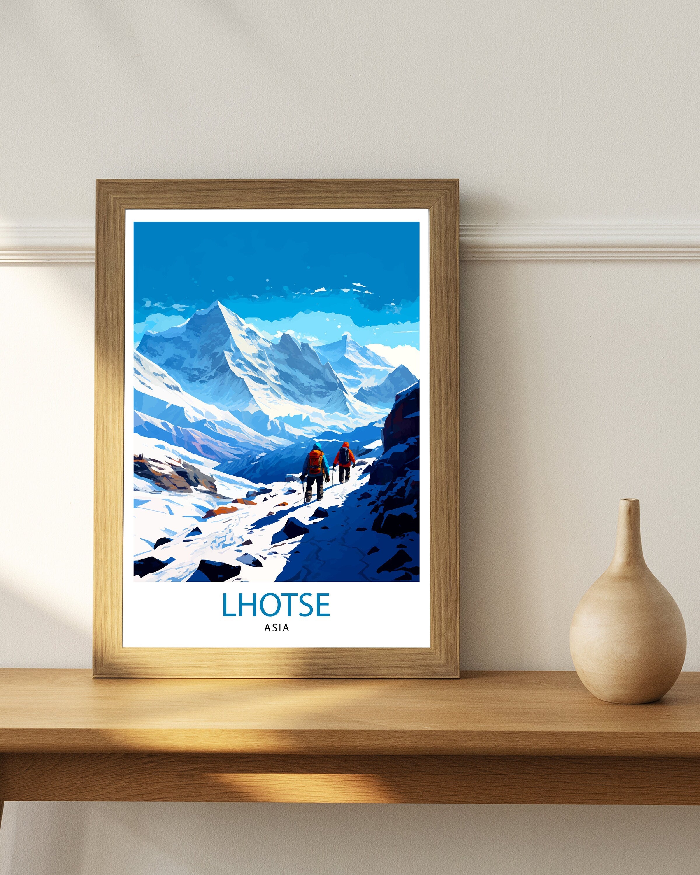 K2 Mountain Print Karakoram Range Artwork Climbers K2 Poster Pakistan Landscape Decor K2 Summit Wall Art Mountaineering Gift