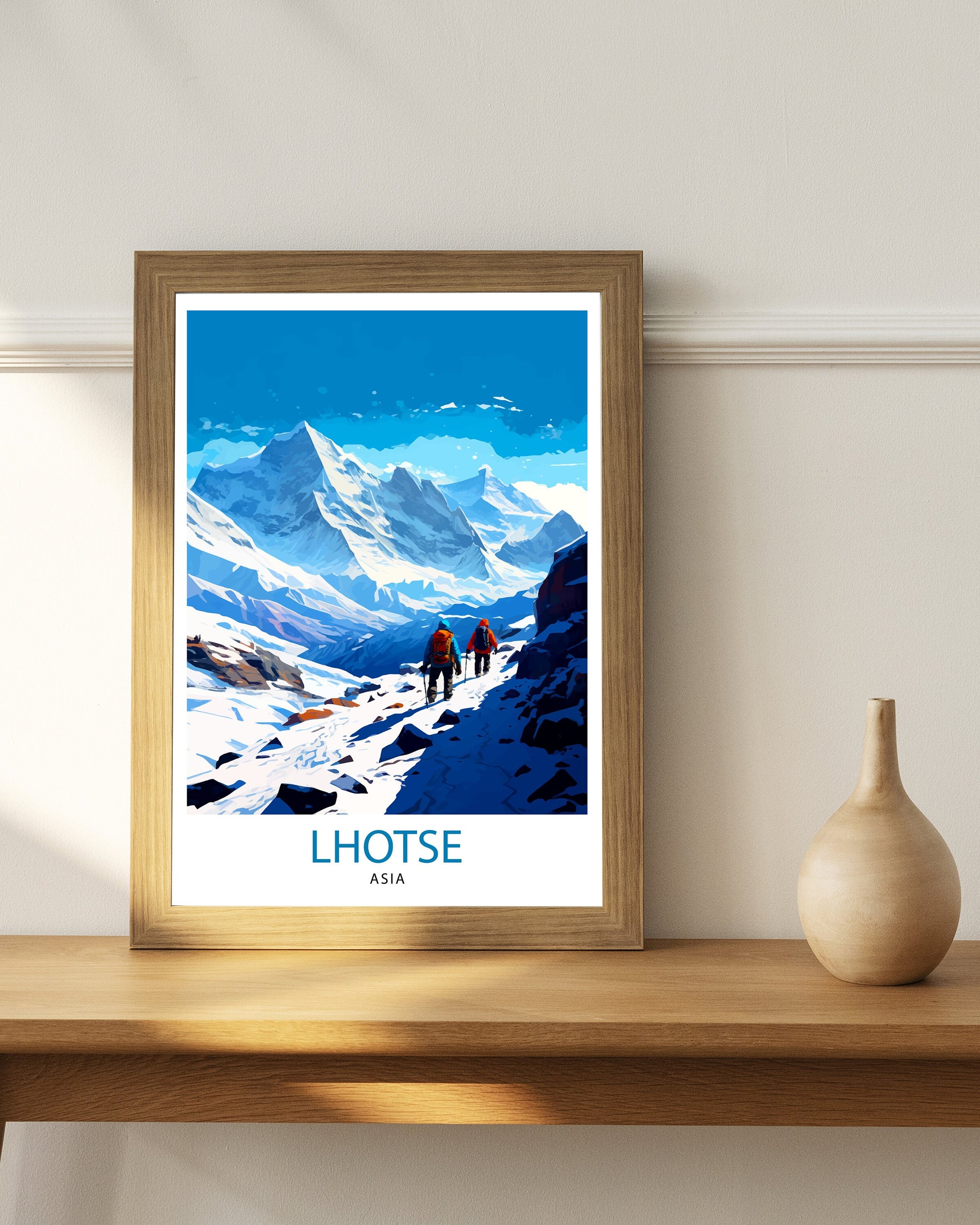 K2 Mountain Print Karakoram Range Artwork Climbers K2 Poster Pakistan Landscape Decor K2 Summit Wall Art Mountaineering Gift