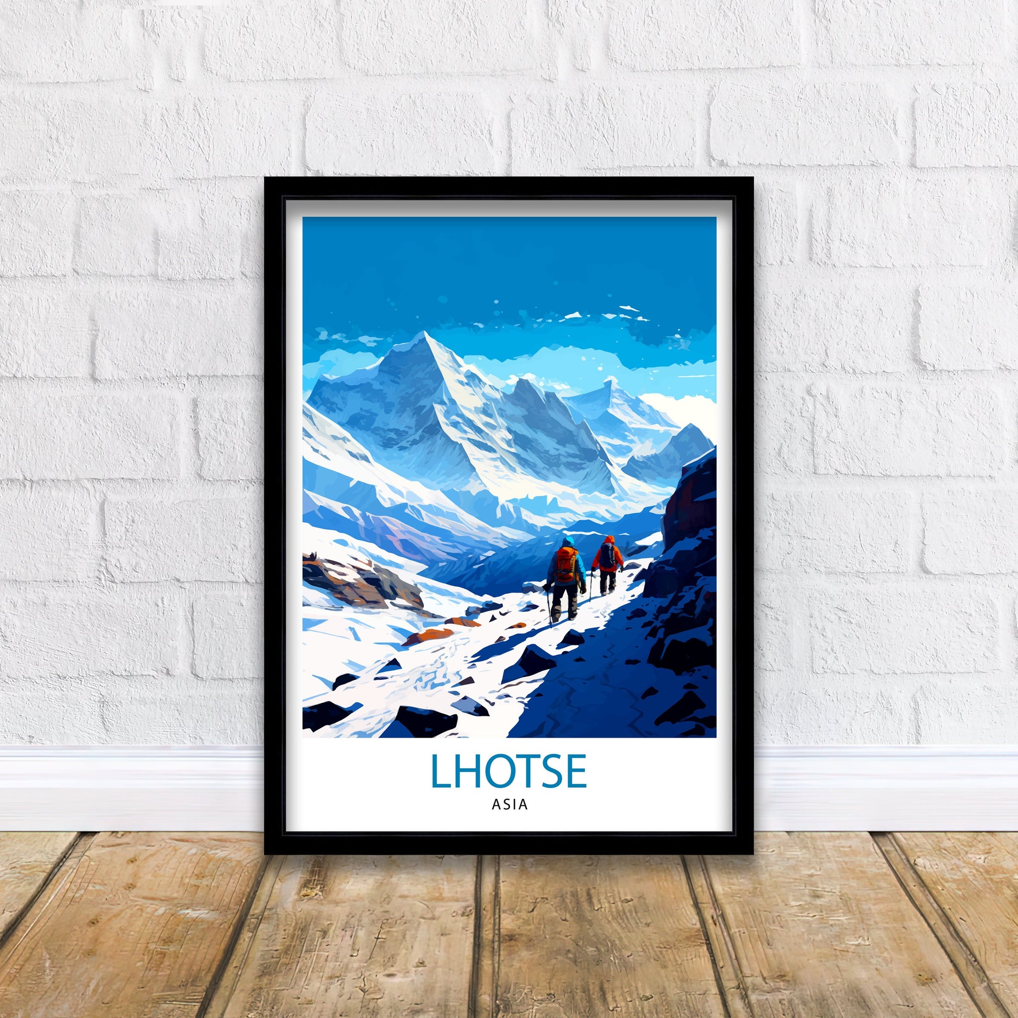 K2 Mountain Print Karakoram Range Artwork Climbers K2 Poster Pakistan Landscape Decor K2 Summit Wall Art Mountaineering Gift