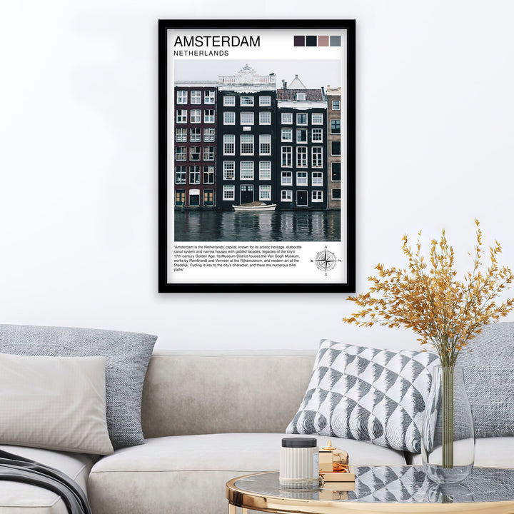 Amsterdam Travel Poster Amsterdam Wall Art Amsterdam Cityscape Netherlands Illustration Amsterdam Travel Poster Gift for Amsterdam Lovers