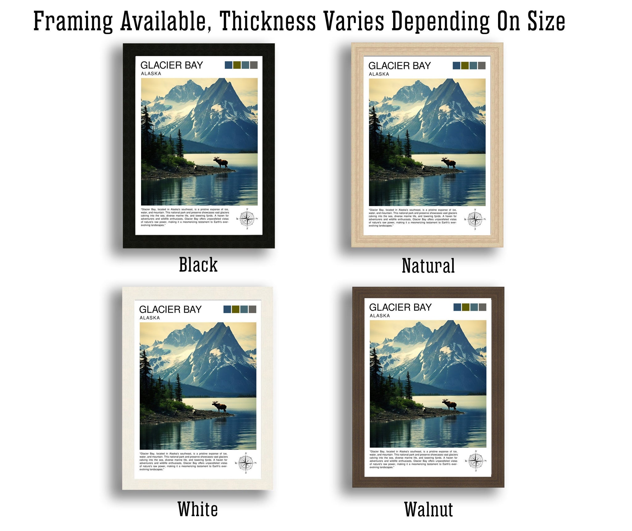Glacier Bay Alaska Travel Print| Glacier Bay National Park Wall Art Alaska Travel Poster Glacier Bay Art Print Glacier Bay
