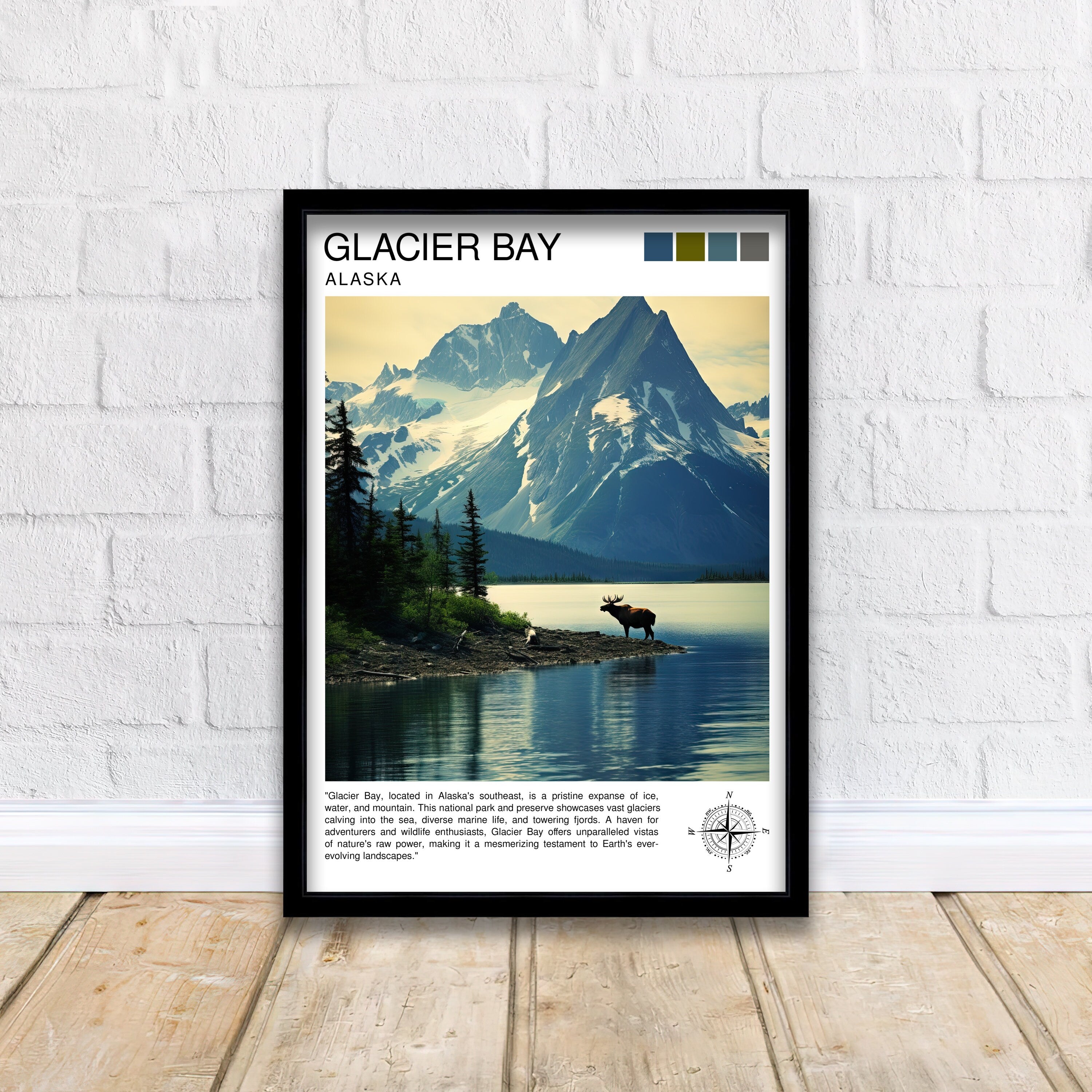 Glacier Bay Alaska Travel Print| Glacier Bay National Park Wall Art Alaska Travel Poster Glacier Bay Art Print Glacier Bay