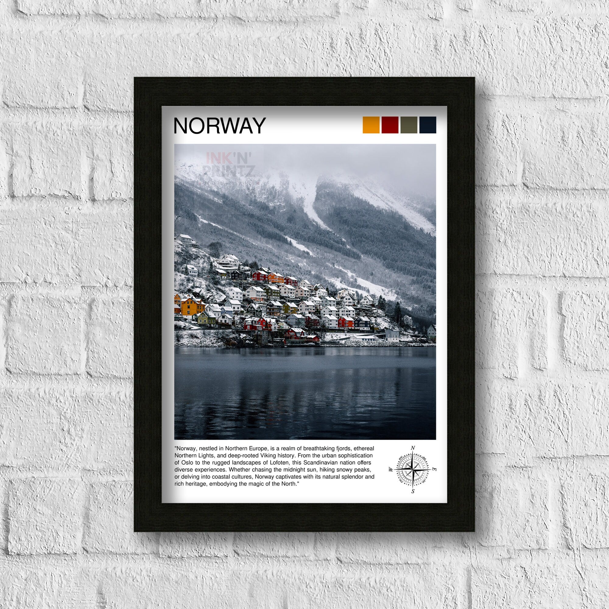 Norway Travel Print Norway Wall Decor Norway Poster Scandinavia Travel Prints Norway Art Print Norway Illustration Norway Wall Art