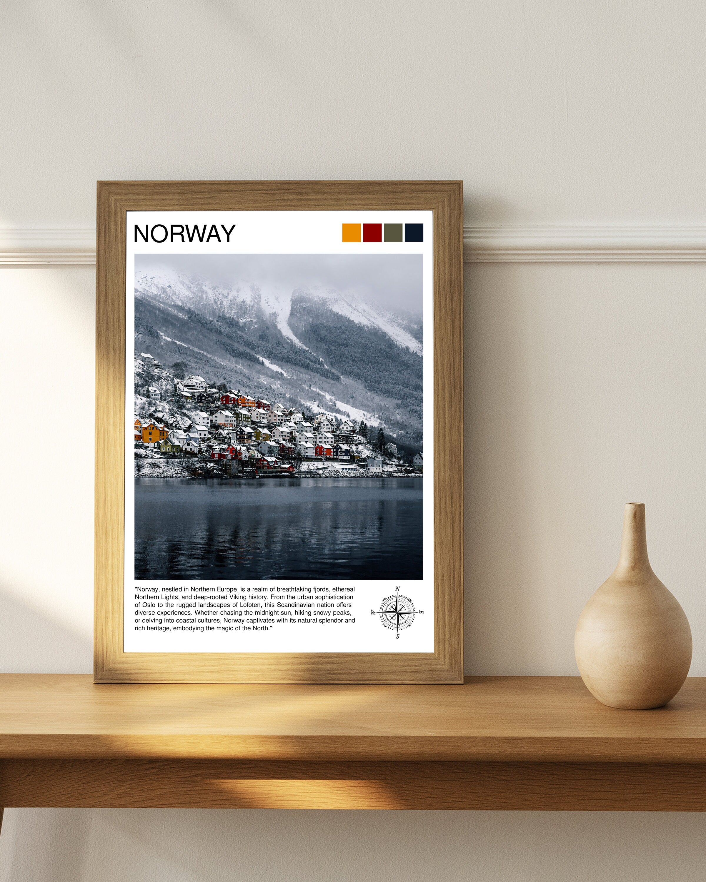 Norway Travel Print Norway Wall Decor Norway Poster Scandinavia Travel Prints Norway Art Print Norway Illustration Norway Wall Art