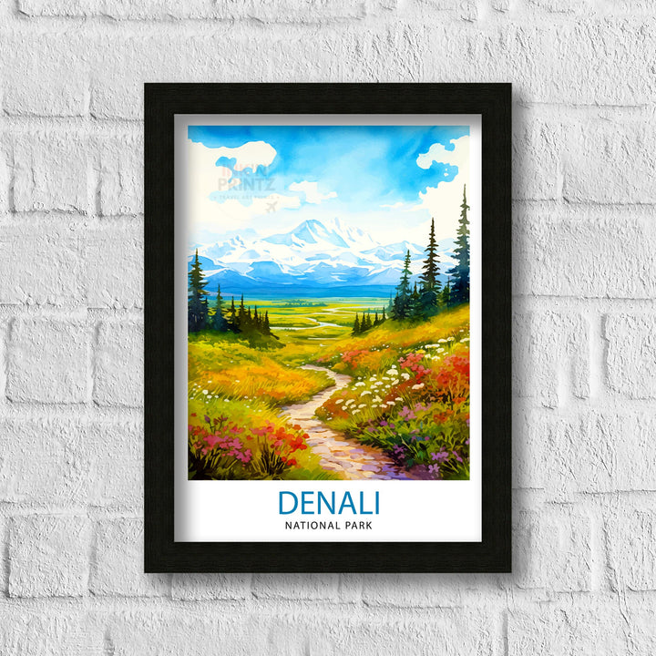 Denali National Park Alaska Travel Print Denali Wall Decor Denali Poster Alaska Travel Prints Denali Art Print Denali Illustration