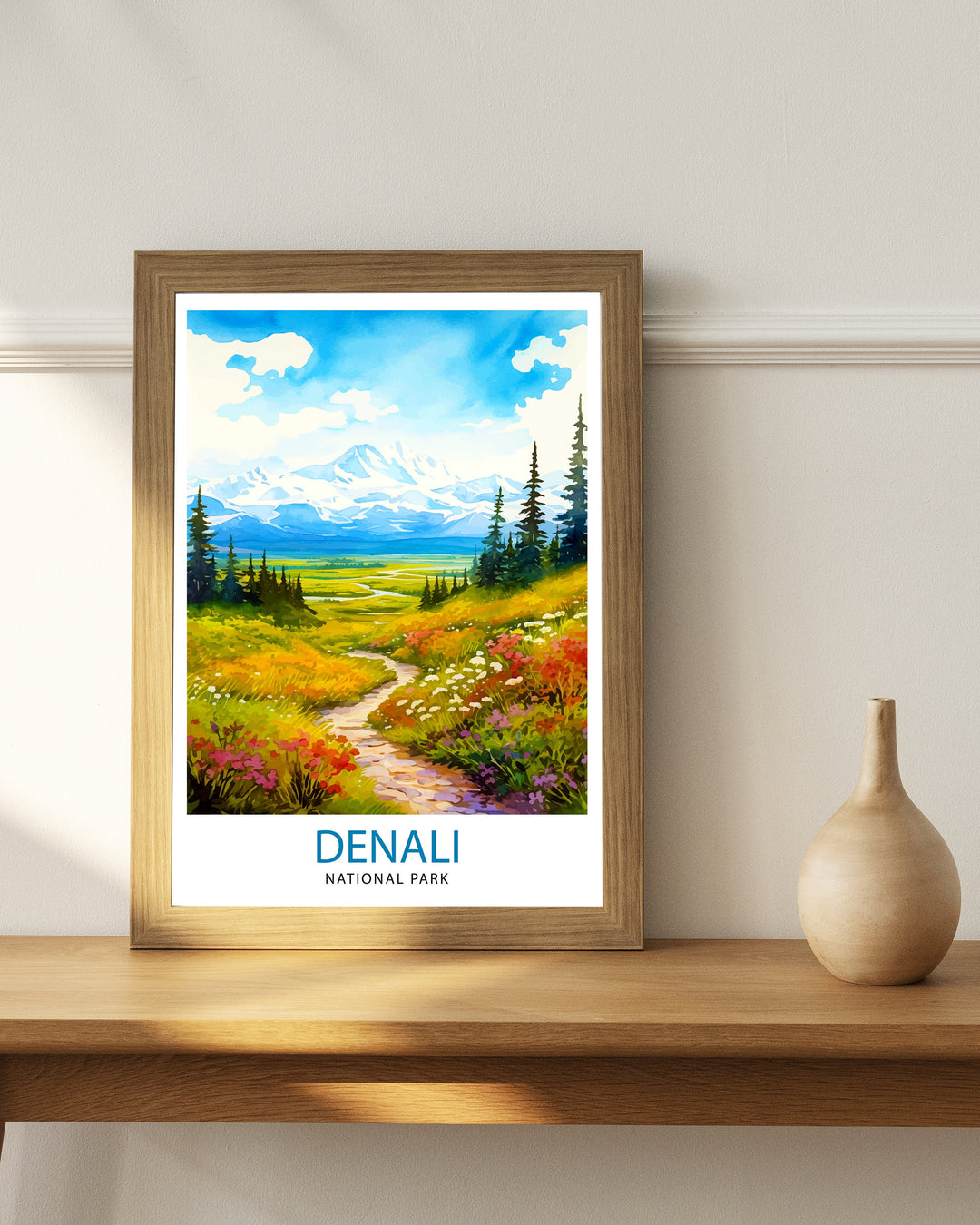 Denali National Park Alaska Travel Print Denali Wall Decor Denali Poster Alaska Travel Prints Denali Art Print Denali Illustration