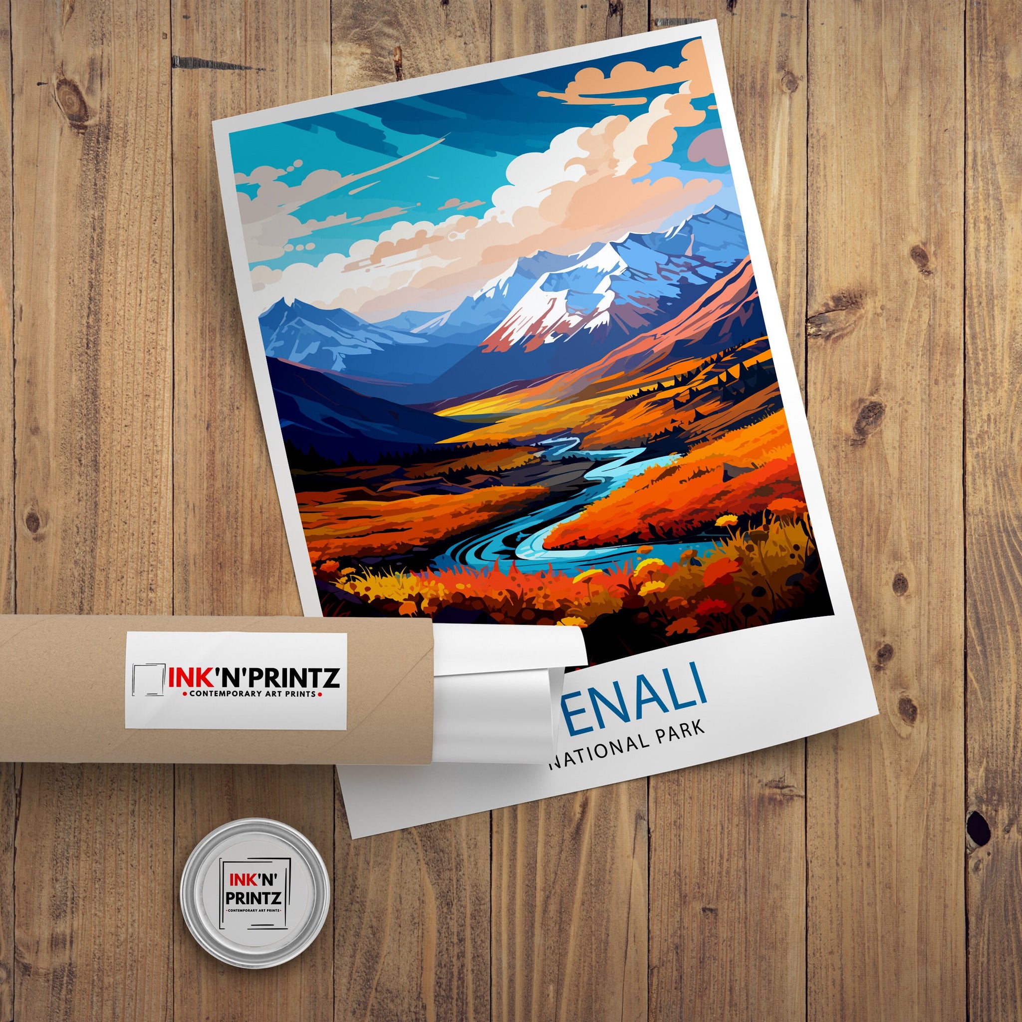 Denali National Park Alaska Travel Print Denali Wall Decor Denali Poster Alaska Travel Prints Denali Art Print Denali Illustration