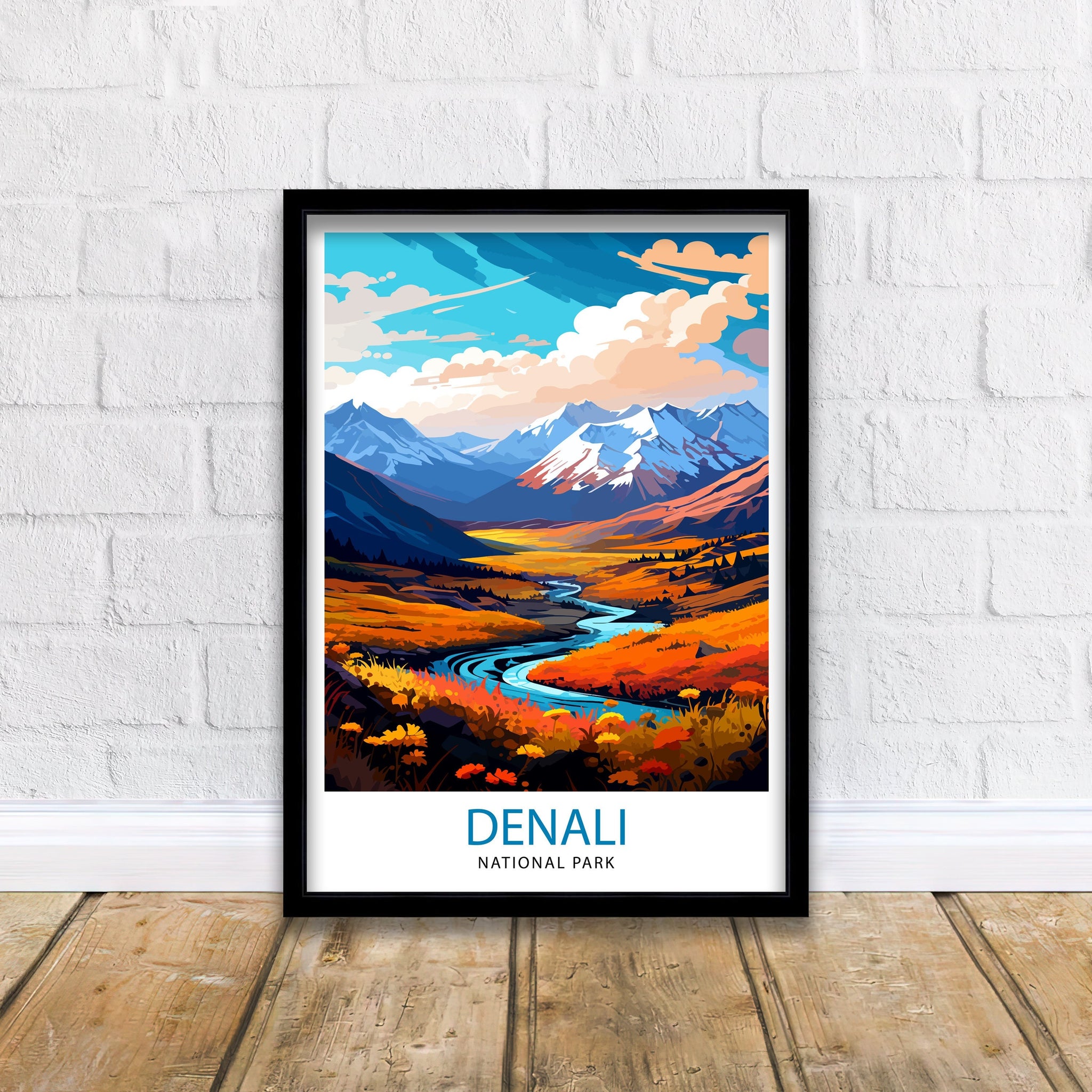 Denali National Park Alaska Travel Print Denali Wall Decor Denali Poster Alaska Travel Prints Denali Art Print Denali Illustration