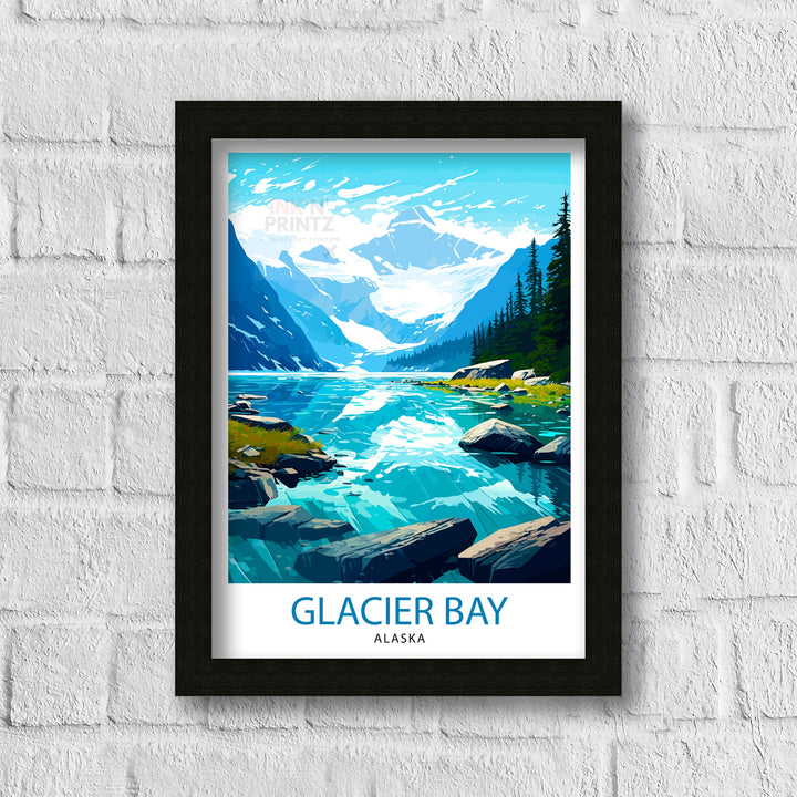 Glacier Bay Alaska Travel Print| Glacier Bay National Park Wall Art Alaska Travel Poster Glacier Bay Art Print Glacier Bay