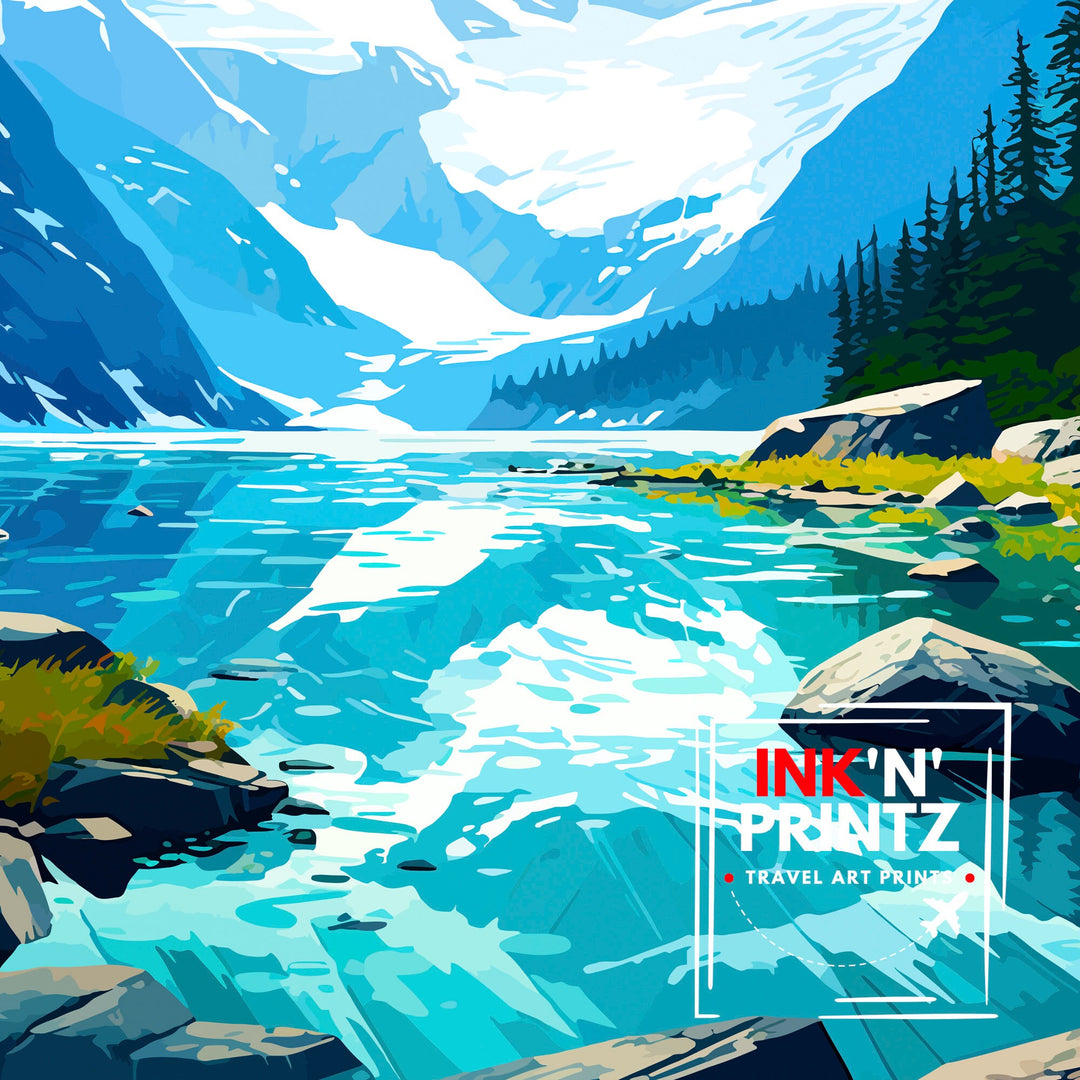 Glacier Bay Alaska Travel Print| Glacier Bay National Park Wall Art Alaska Travel Poster Glacier Bay Art Print Glacier Bay