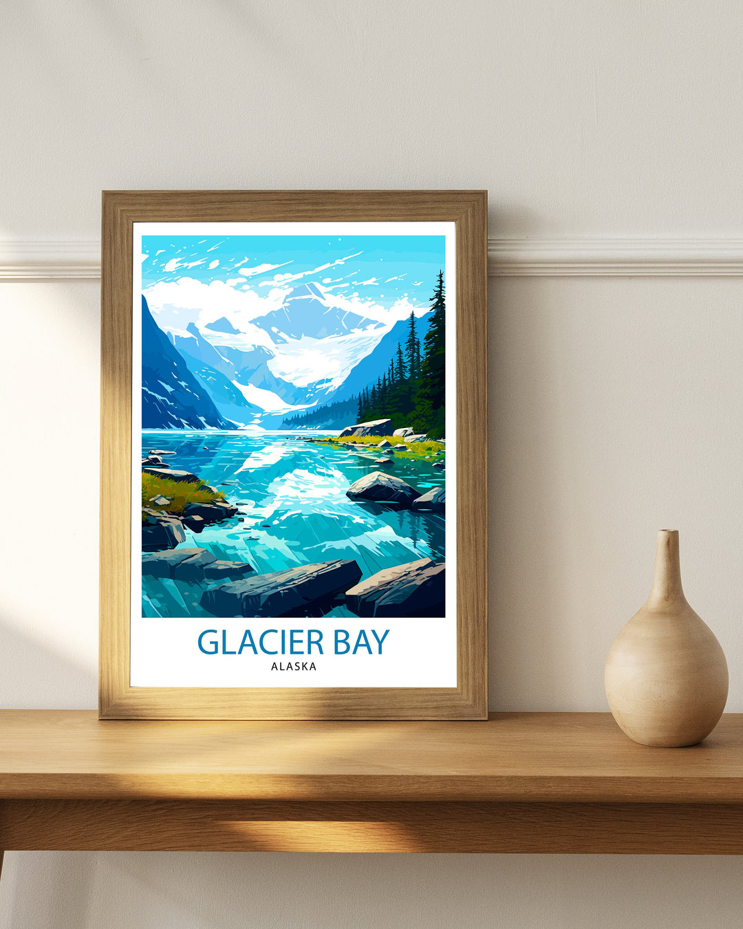 Glacier Bay Alaska Travel Print| Glacier Bay National Park Wall Art Alaska Travel Poster Glacier Bay Art Print Glacier Bay