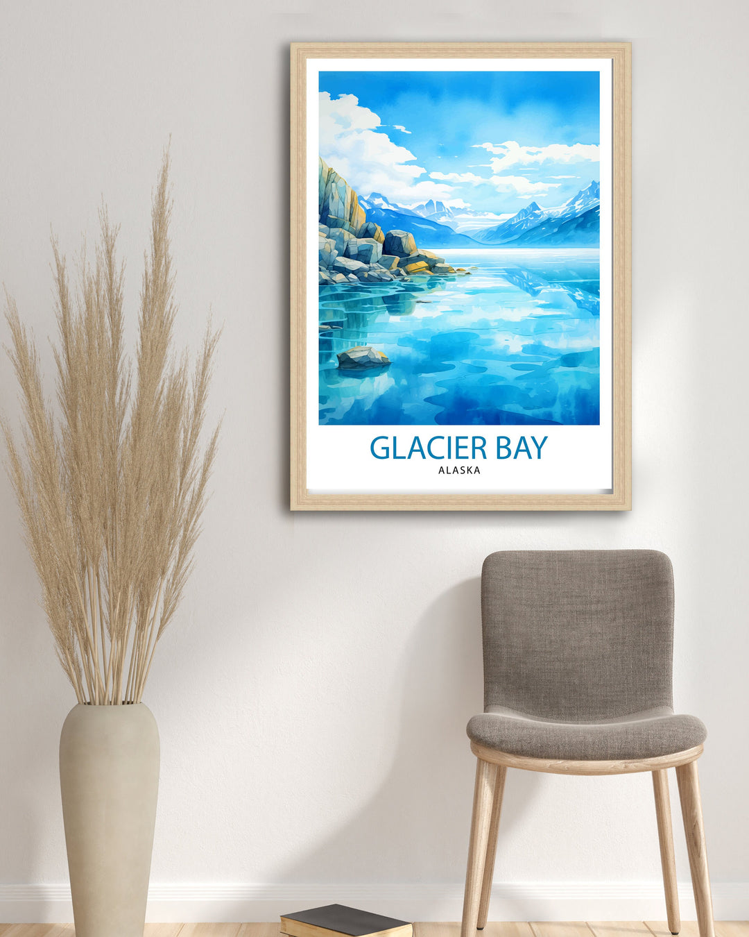Glacier Bay Alaska Travel Print| Glacier Bay National Park Wall Art Alaska Travel Poster Glacier Bay Art Print Glacier Bay Illustration