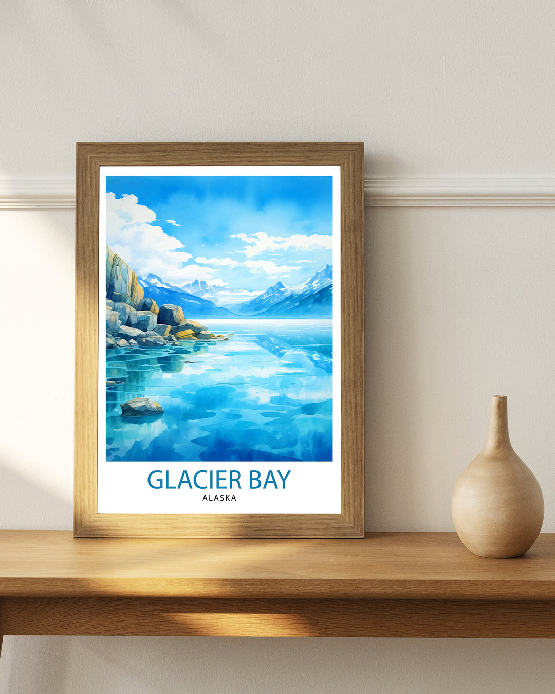 Glacier Bay Alaska Travel Print| Glacier Bay National Park Wall Art Alaska Travel Poster Glacier Bay Art Print Glacier Bay Illustration