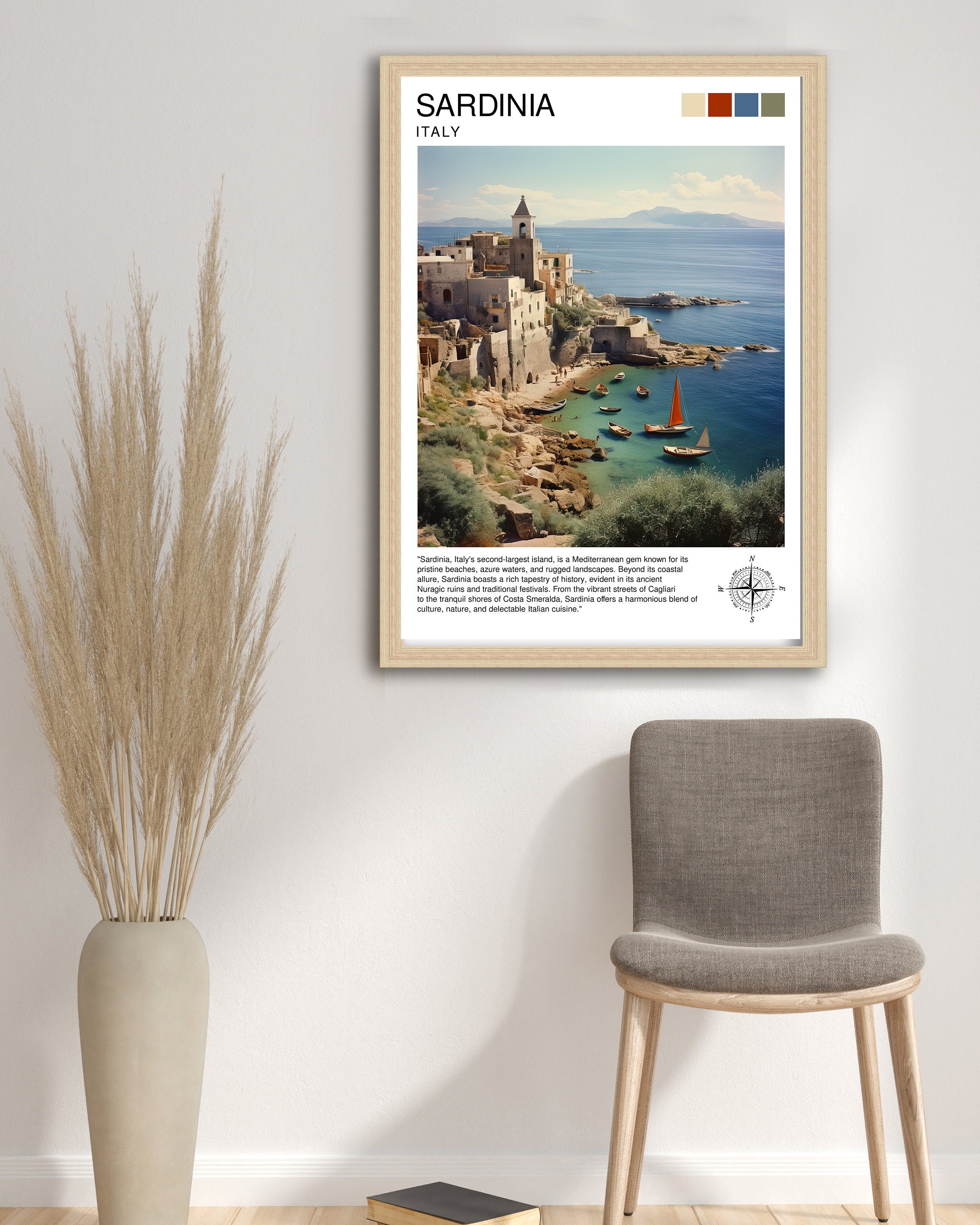 Sardinia Italy Travel Print Sardinia Wall Decor Sardinia Poster Italy Travel Prints Sardinia Art Print Sardinia Illustration Sardinia Wall