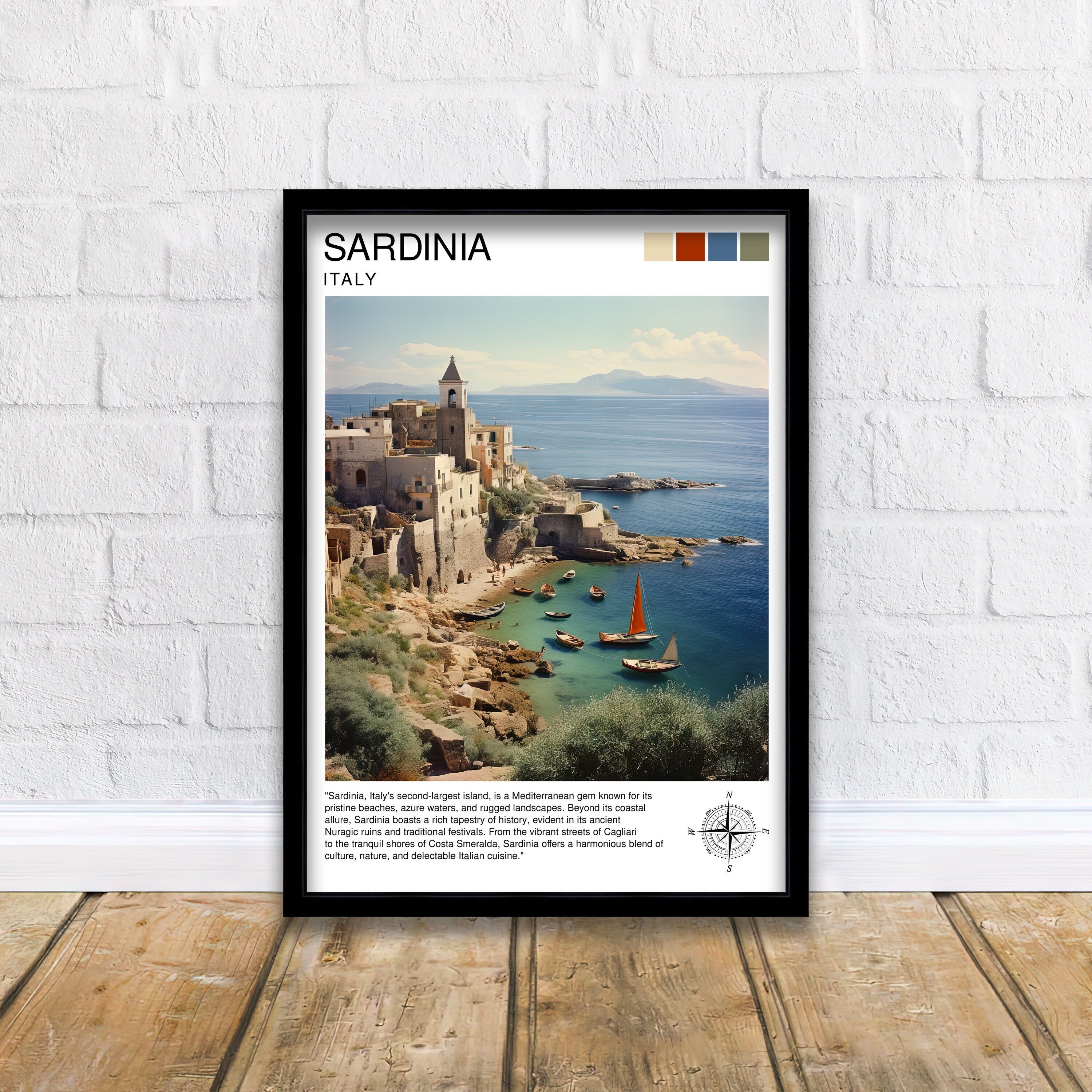 Sardinia Italy Travel Print Sardinia Wall Decor Sardinia Poster Italy Travel Prints Sardinia Art Print Sardinia Illustration Sardinia Wall