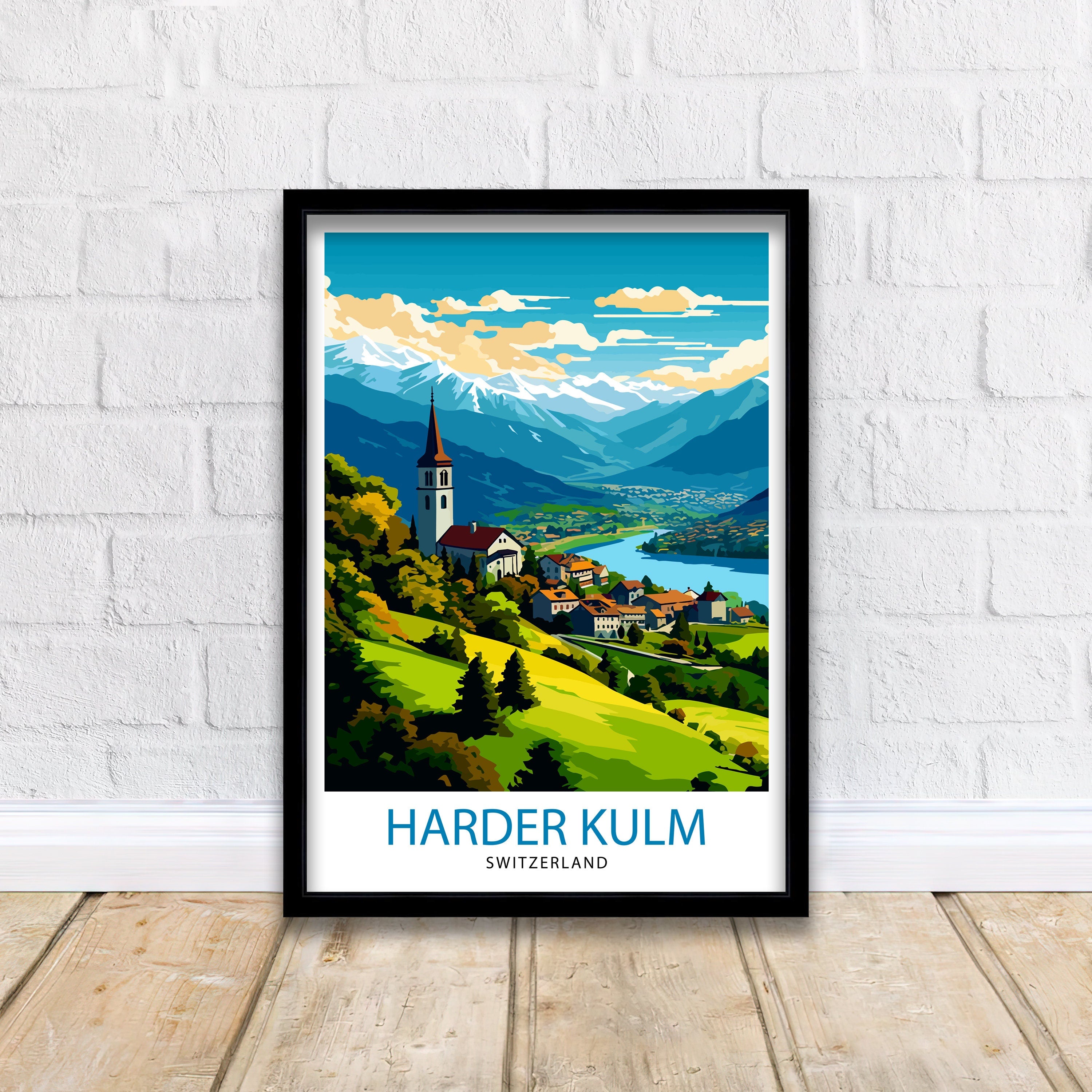 Harder Kulm Switzerland Print - Swiss Alps View Art - Interlaken Overlook Poster - Swiss Mountain Decor - Travel Souvenir - Alpine Scene