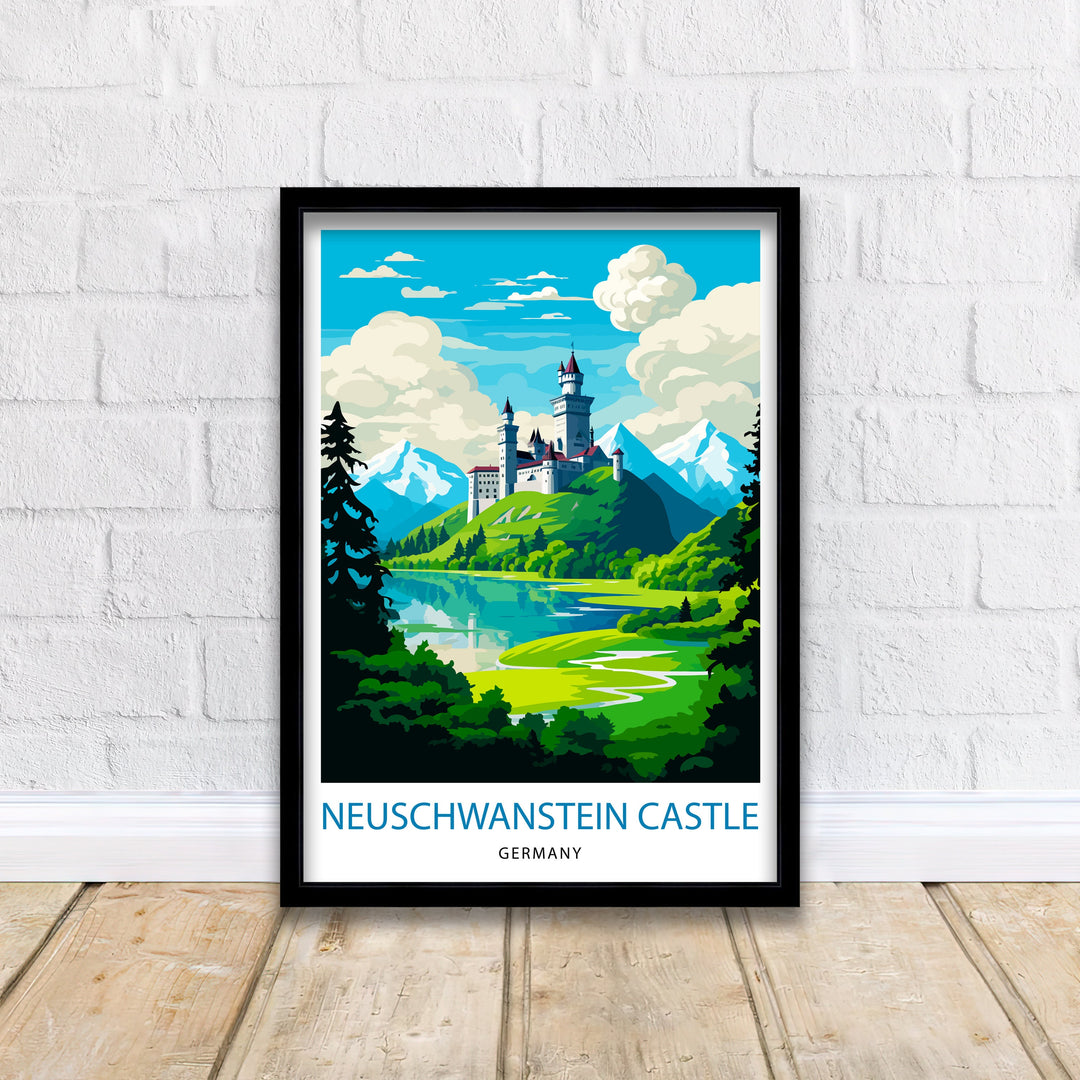 Neuschwanstein Castle Poster Fairy Tale Castle Wall Art Bavaria Germany Poster Neuschwanstein Decor Romantic Road Travel German Castle