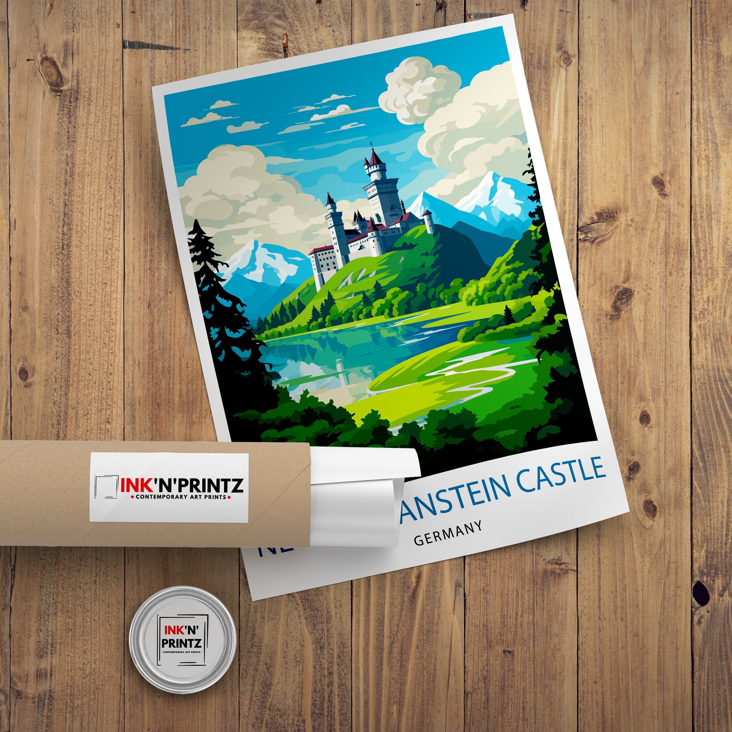 Neuschwanstein Castle Print Fairy Tale Castle Wall Art Bavaria Germany Poster Neuschwanstein Decor Romantic Road Travel German Castle