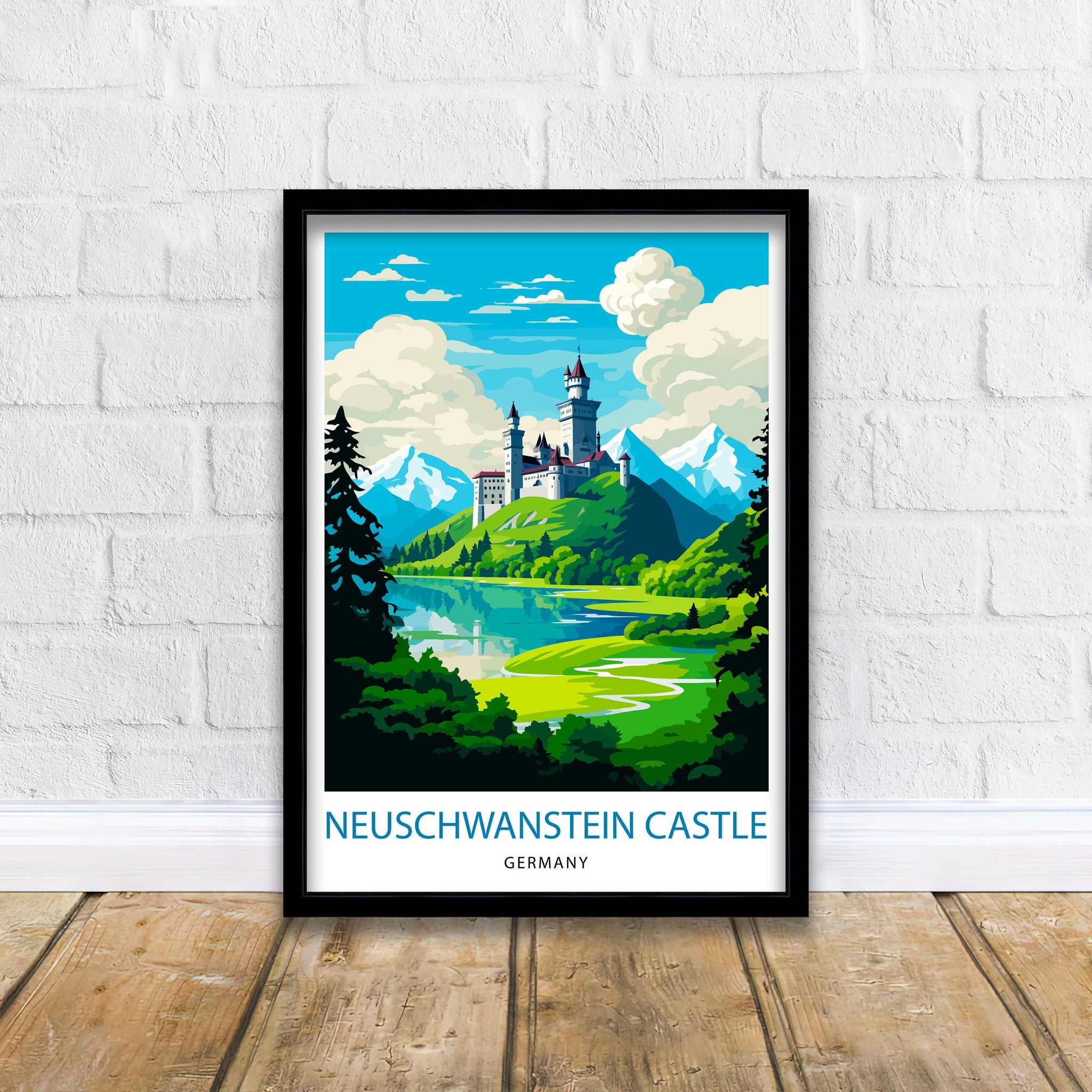 Neuschwanstein Castle Print Fairy Tale Castle Wall Art Bavaria Germany Poster Neuschwanstein Decor Romantic Road Travel German Castle
