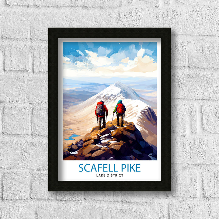 Scafell Pike Travel Print Lake District Wall Art Scafell Pike Illustration England Travel Poster Gift for Hikers Mountain Wall Decor