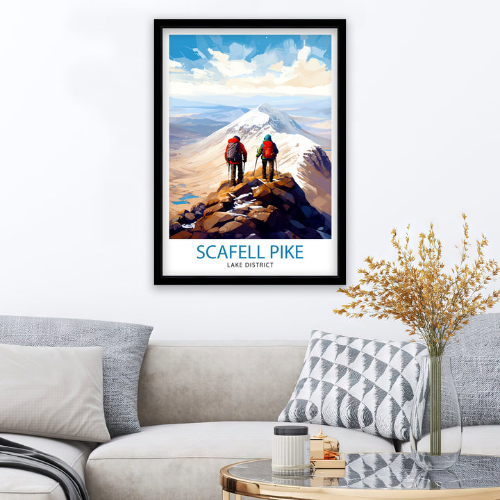 Scafell Pike Travel Print Lake District Wall Art Scafell Pike Illustration England Travel Poster Gift for Hikers Mountain Wall Decor