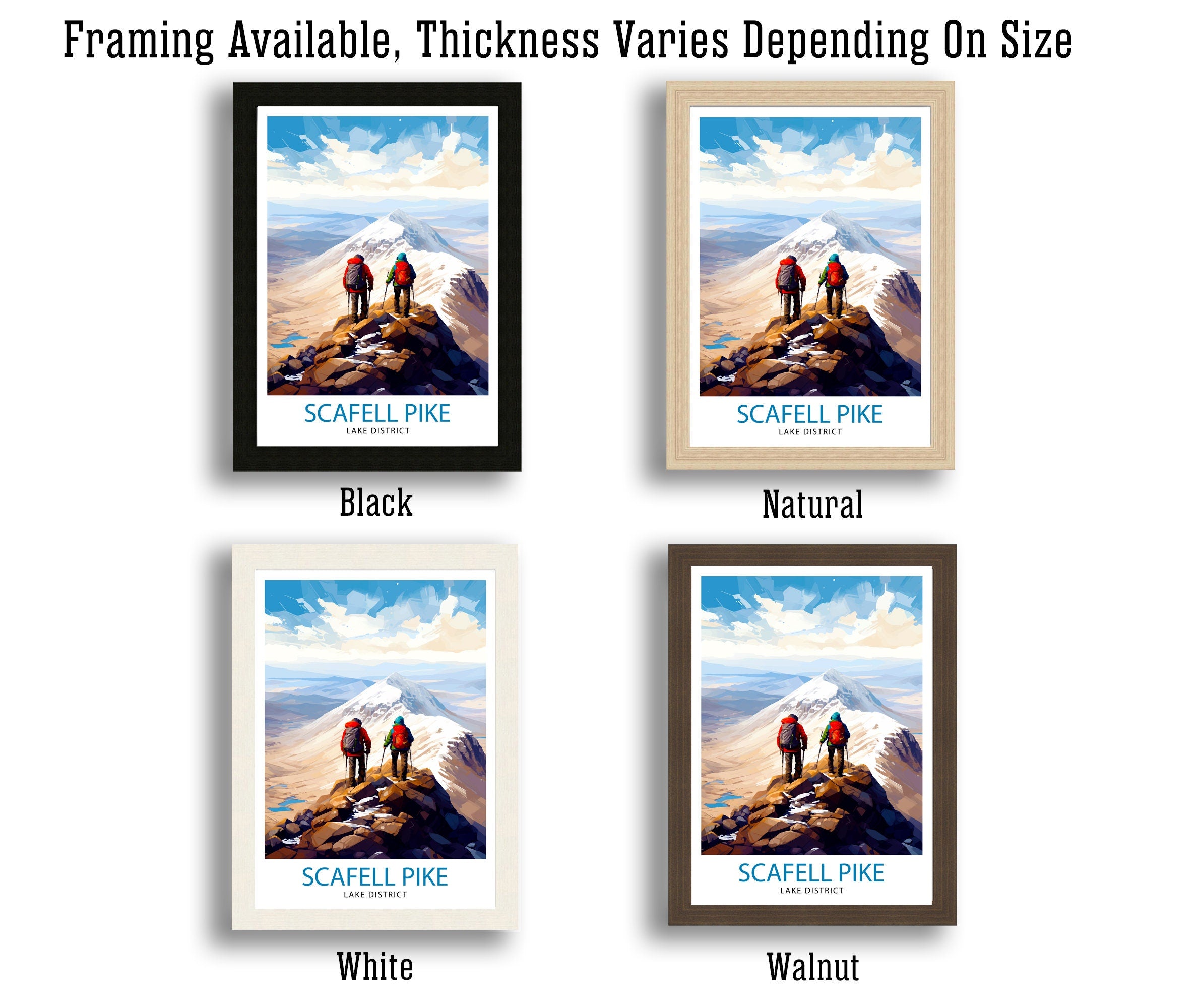 Scafell Pike Travel Print Lake District Wall Art Scafell Pike Illustration England Travel Poster Gift for Hikers Mountain Wall Decor