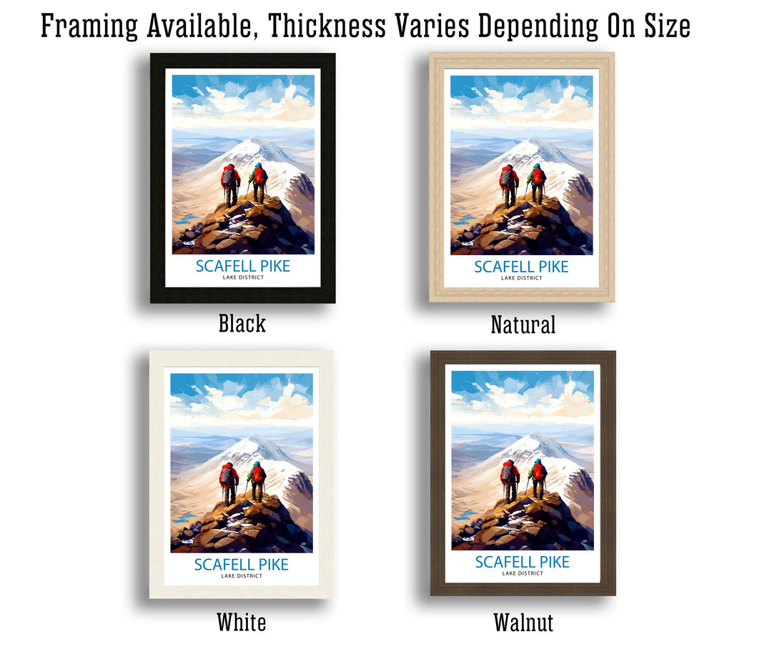 Scafell Pike Travel Print Lake District Wall Art Scafell Pike Illustration England Travel Poster Gift for Hikers Mountain Wall Decor