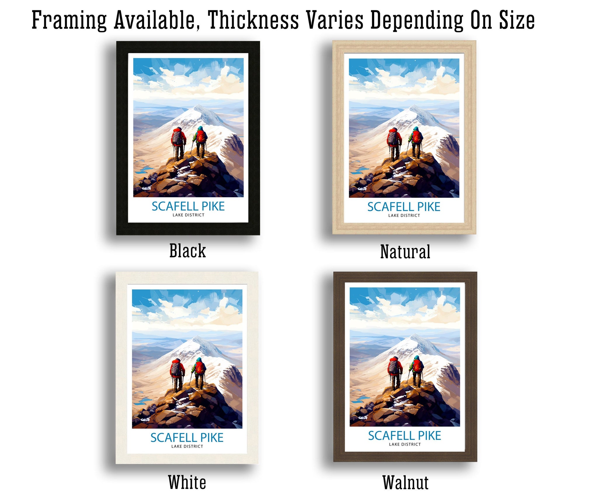 Scafell Pike Travel Print Lake District Wall Art Scafell Pike Illustration England Travel Poster Gift for Hikers Mountain Wall Decor