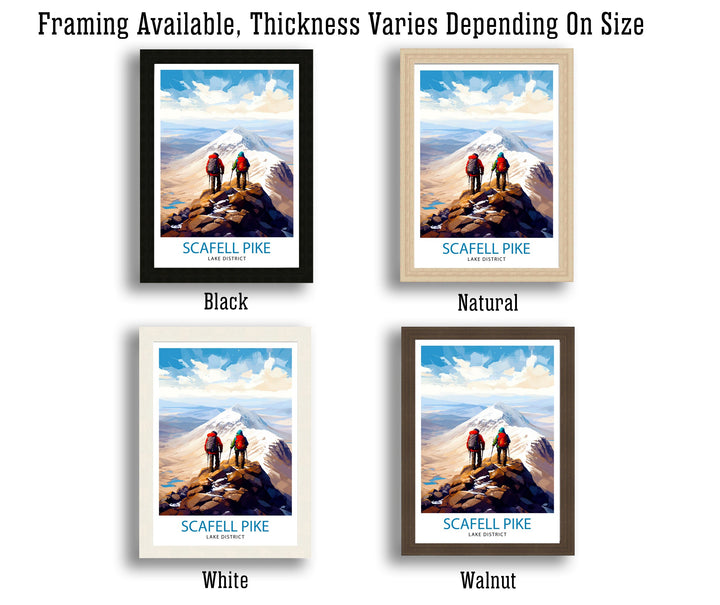Scafell Pike Travel Print Lake District Wall Art Scafell Pike Illustration England Travel Poster Gift for Hikers Mountain Wall Decor