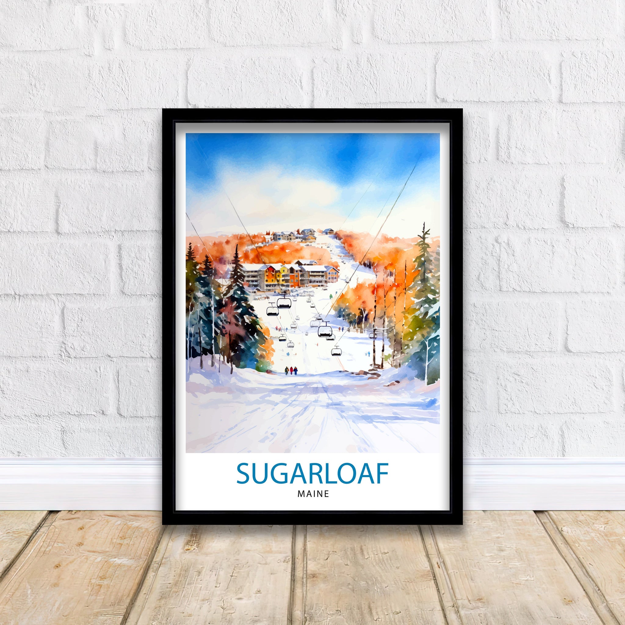 Sugarloaf Maine Ski Resort Print - Maine Ski Wall Art - Sugarloaf Mountain Decor - Skiing Poster - Winter Landscape Art - Ski Lover Gift