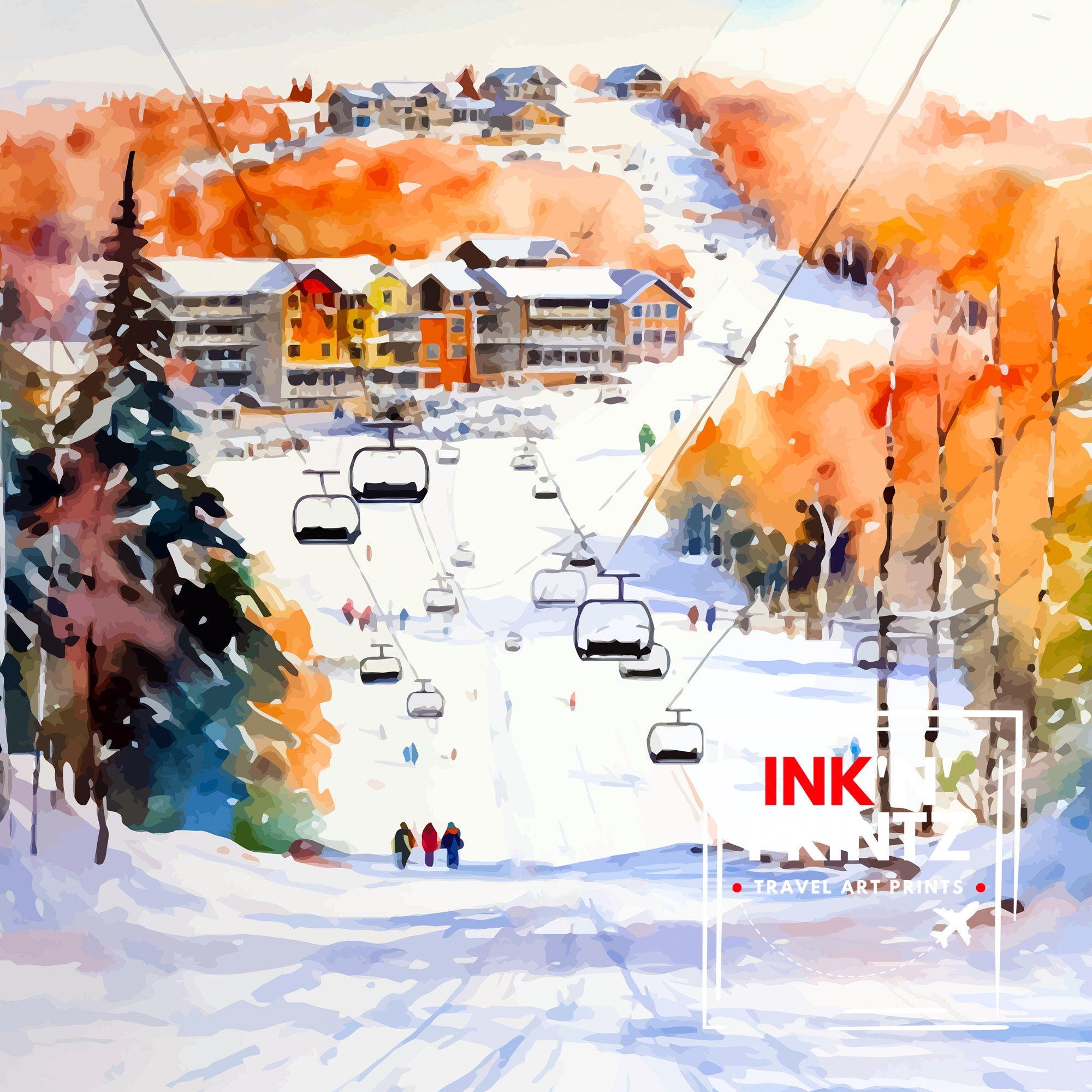 Sugarloaf Maine Ski Resort Print - Maine Ski Wall Art - Sugarloaf Mountain Decor - Skiing Poster - Winter Landscape Art - Ski Lover Gift