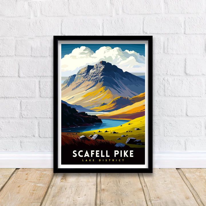 Scafell Pike Travel Print Lake District Wall Art Scafell Pike Illustration England Travel Poster Gift for Hikers Mountain Wall Decor