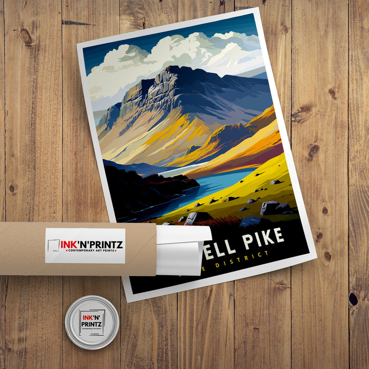 Scafell Pike Travel Print Lake District Wall Art Scafell Pike Illustration England Travel Poster Gift for Hikers Mountain Wall Decor