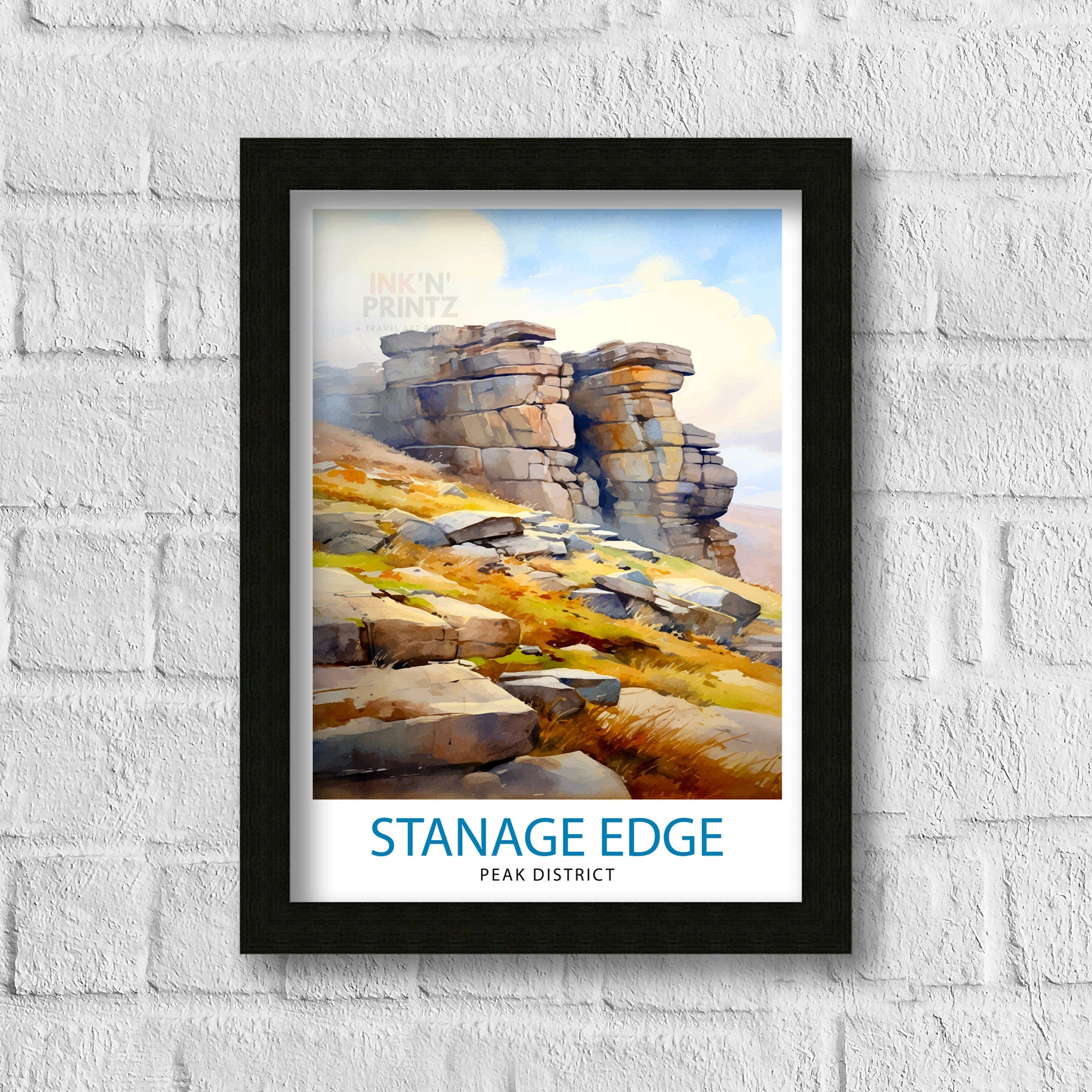 Stanage Edge Print Peak District Art Climbing Wall Decor England Landscape Poster Hiking Travel Gift British Nature Wall Art