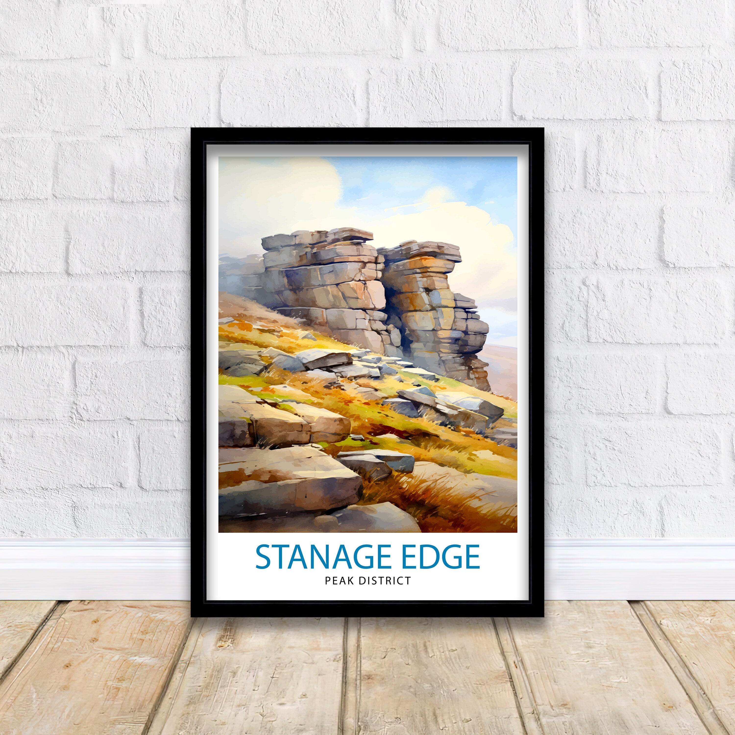 Stanage Edge Print Peak District Art Climbing Wall Decor England Landscape Poster Hiking Travel Gift British Nature Wall Art