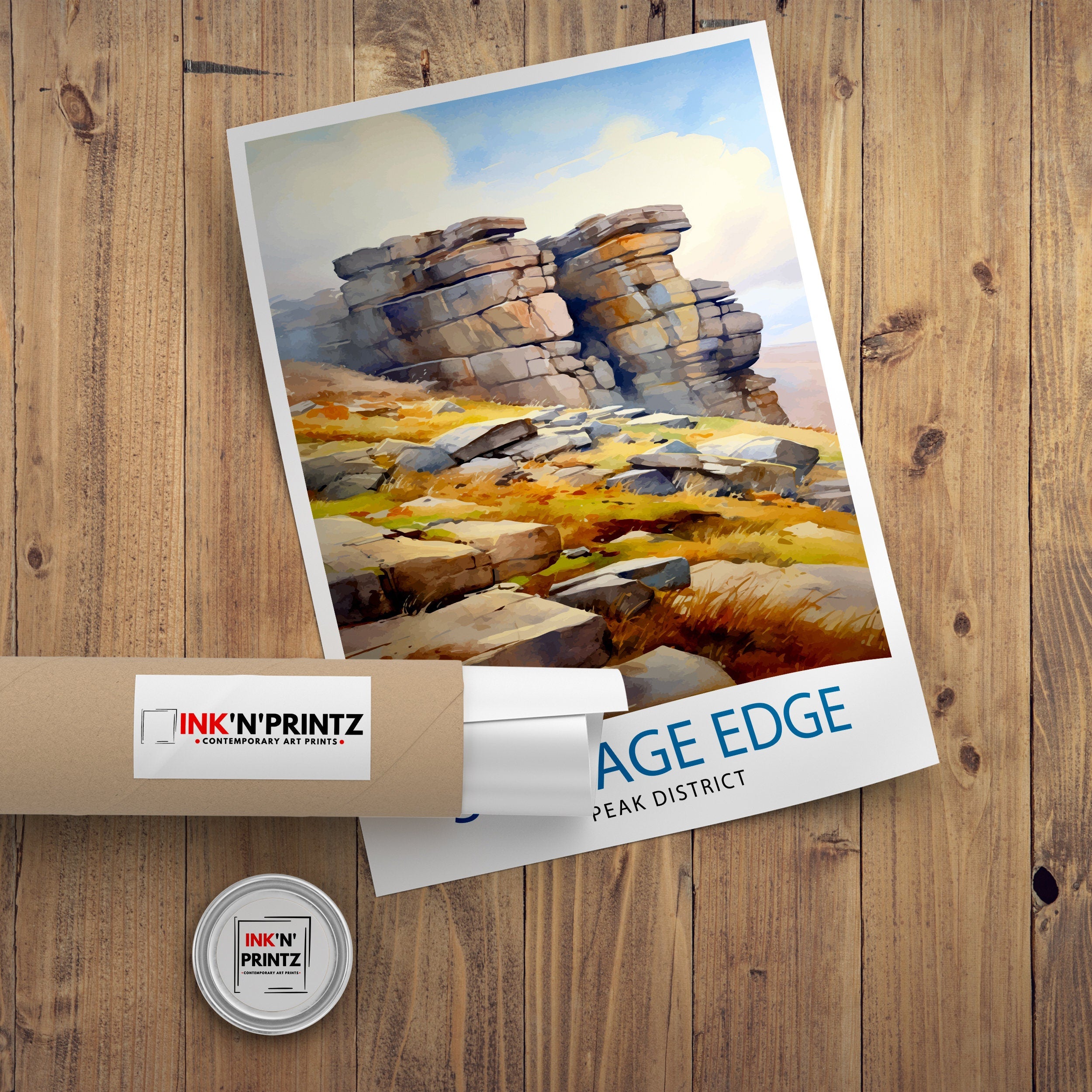 Stanage Edge Print Peak District Art Climbing Wall Decor England Landscape Poster Hiking Travel Gift British Nature Wall Art