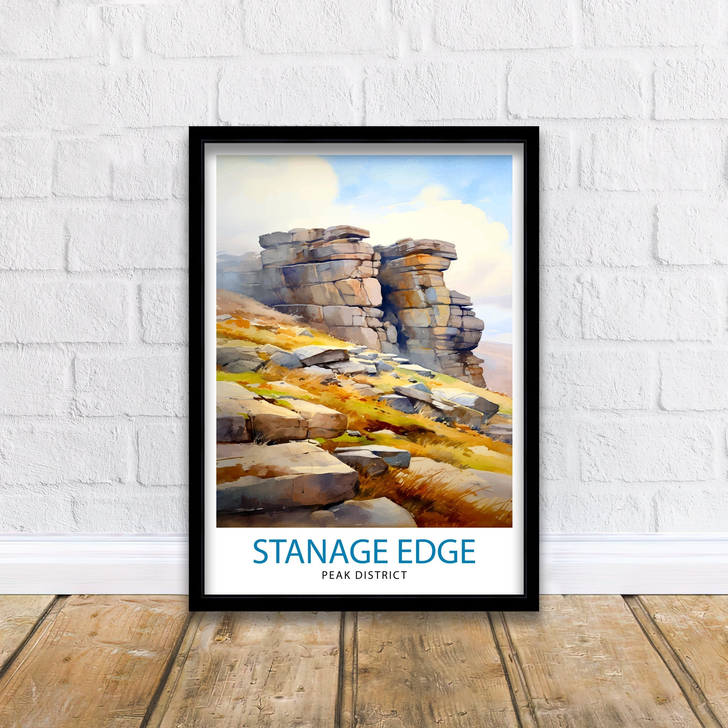 Stanage Edge Print Peak District Art Climbing Wall Decor England Landscape Poster Hiking Travel Gift British Nature Wall Art