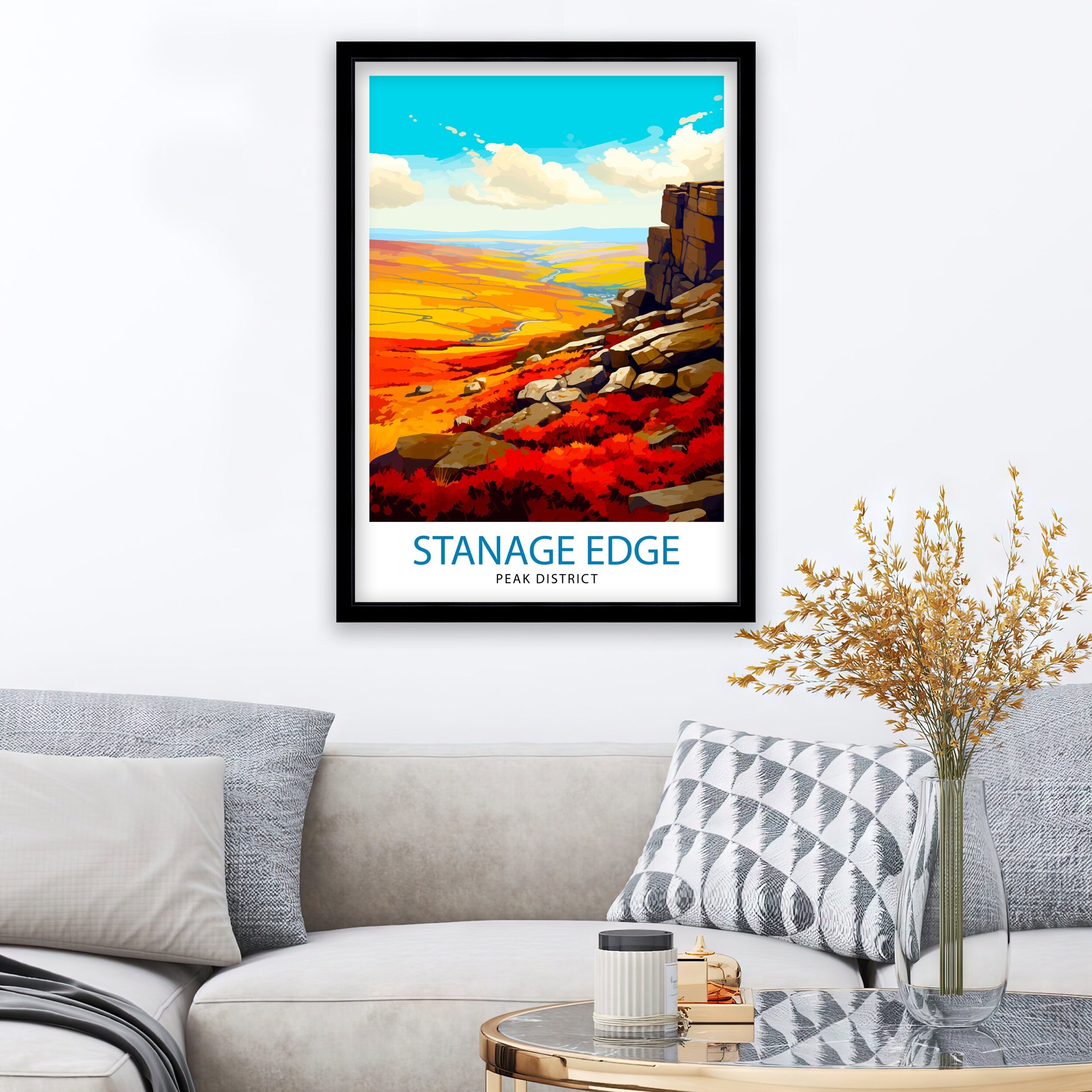 Stanage Edge Print Peak District Art Climbing Wall Decor England Landscape Poster Hiking Travel Gift British Nature Wall Art