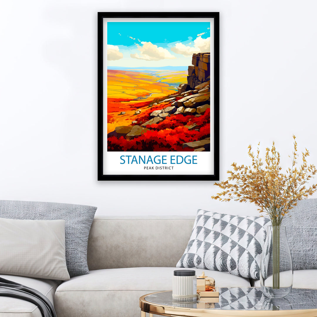 Stanage Edge Print Peak District Art Climbing Wall Decor England Landscape Poster Hiking Travel Gift British Nature Wall Art