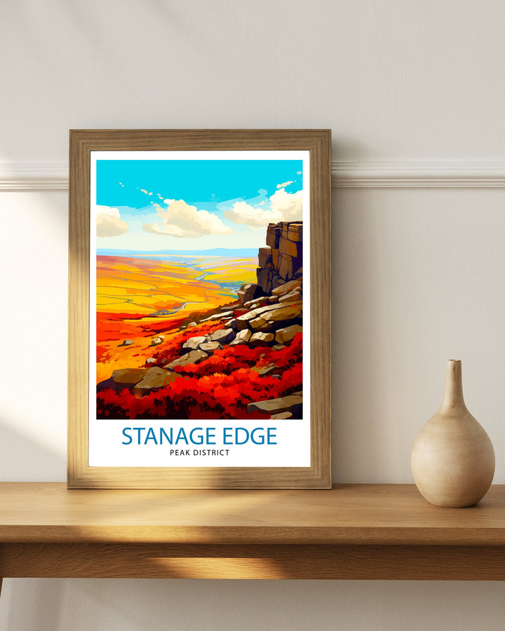 Stanage Edge Print Peak District Art Climbing Wall Decor England Landscape Poster Hiking Travel Gift British Nature Wall Art