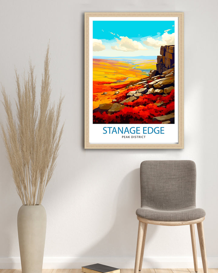 Stanage Edge Print Peak District Art Climbing Wall Decor England Landscape Poster Hiking Travel Gift British Nature Wall Art