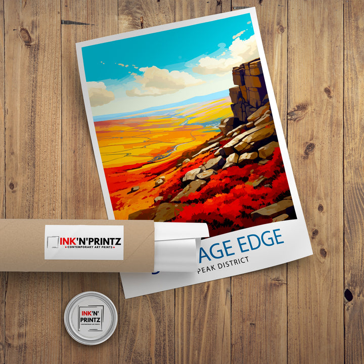 Stanage Edge Print Peak District Art Climbing Wall Decor England Landscape Poster Hiking Travel Gift British Nature Wall Art
