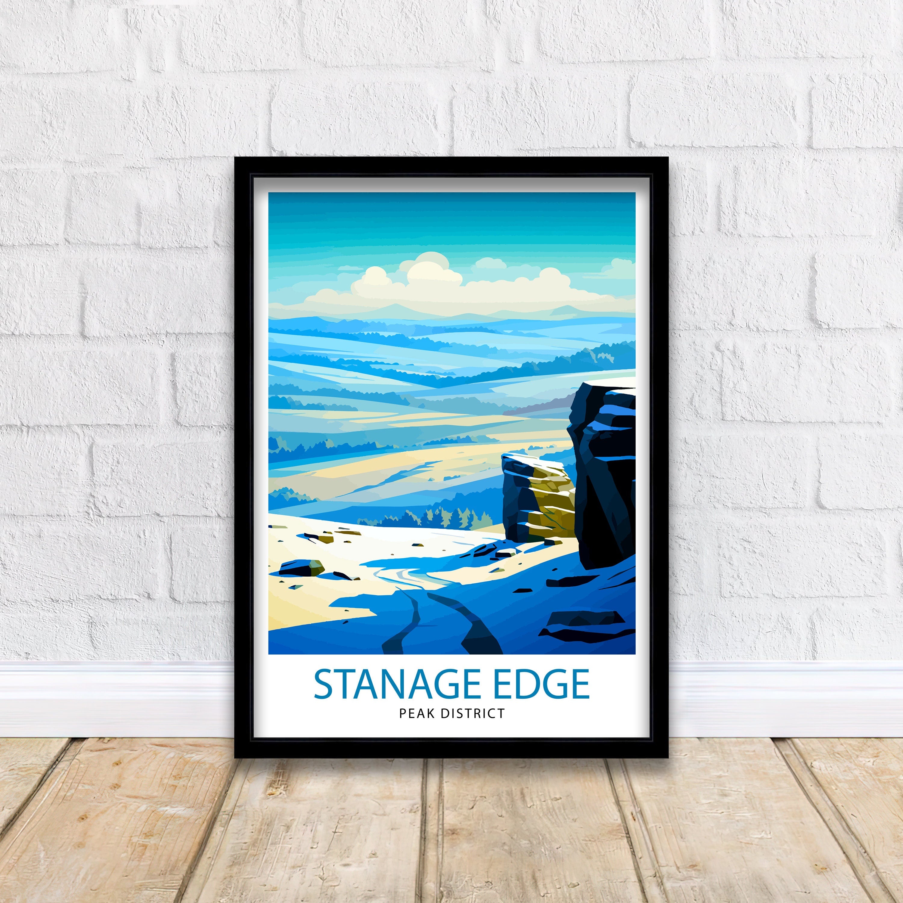 Stanage Edge Print Peak District Art Climbing Wall Decor England Landscape Poster Hiking Travel Gift British Nature Wall Art