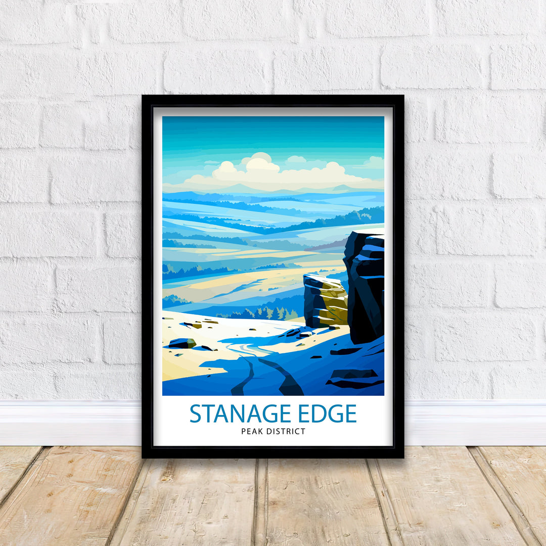 Stanage Edge Print Peak District Art Climbing Wall Decor England Landscape Poster Hiking Travel Gift British Nature Wall Art